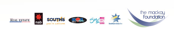 Daily Mercury Logo, NAB Logo, Souths Logo, Hot FM Logo, Sea FM Logo, Southern Cross Ten Logo, Mackay Foundation Logo