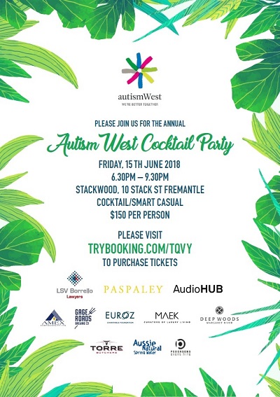 Autism West Cocktail Party Flyer