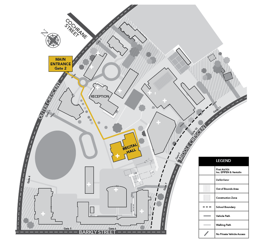 Map of Recital Hall at Firbank Grammar