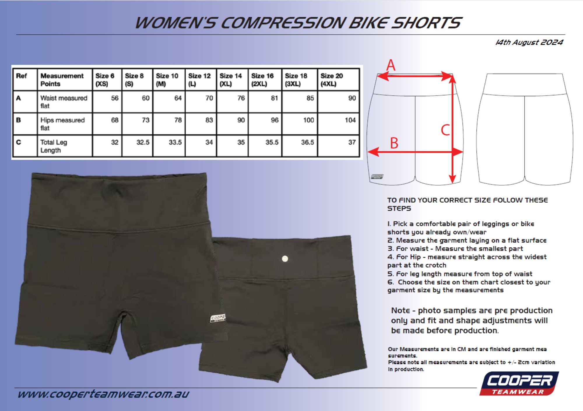 Short Size Guide