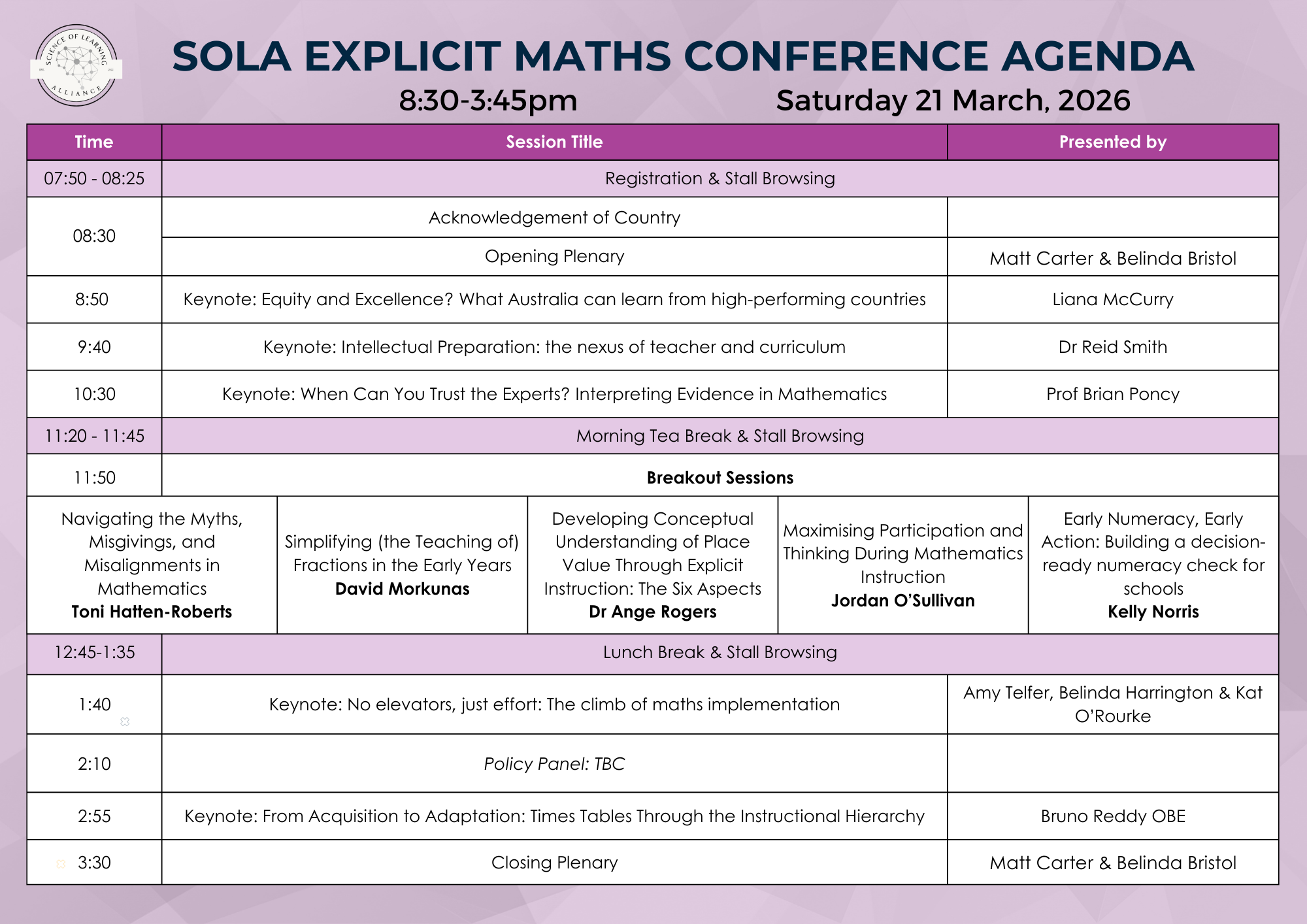 Conference Agenda