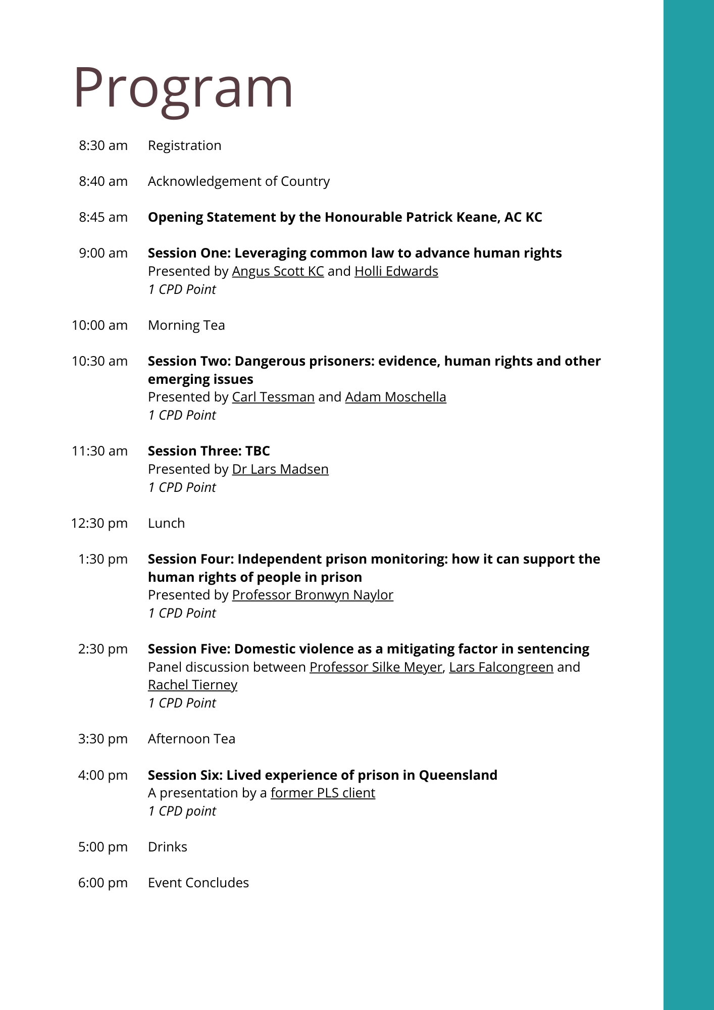 CPD Event Program