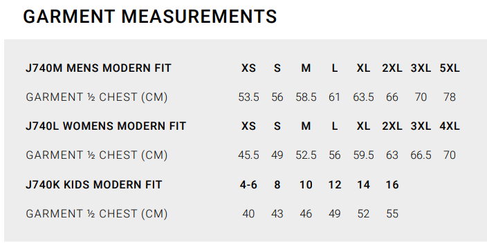 Jacket Sizes