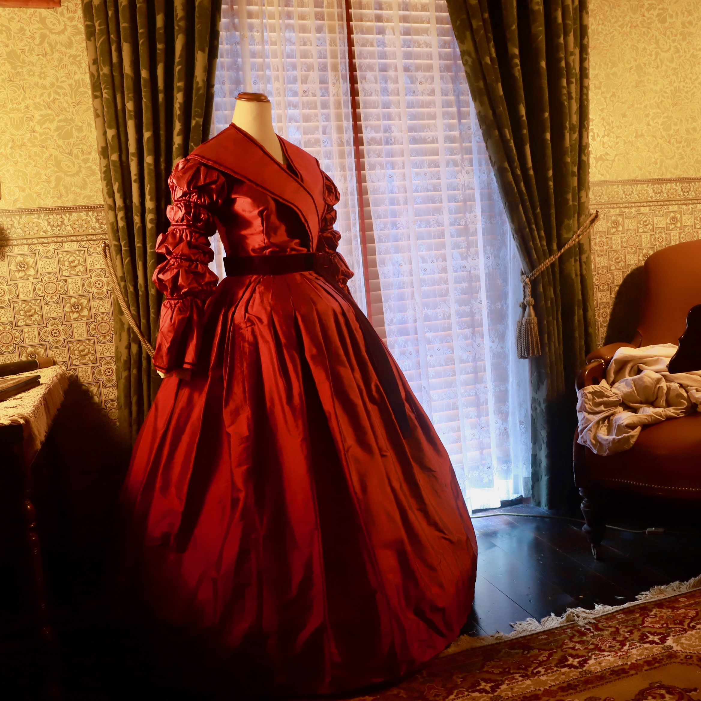 Red Silk Afternoon Gown 1861