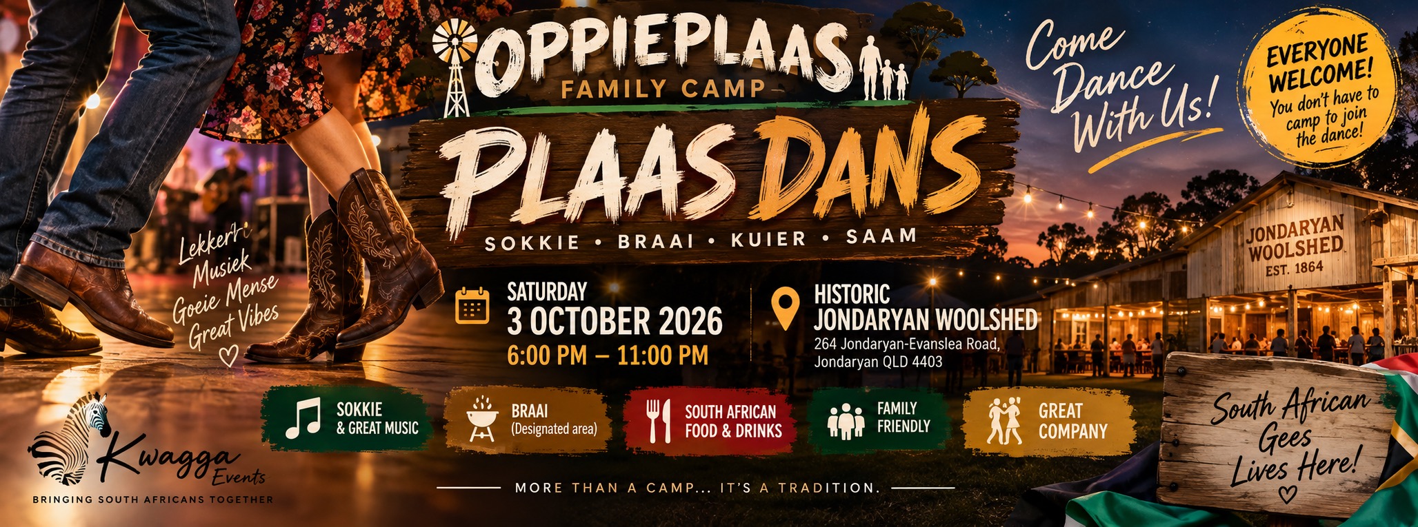 OppiePlaas Plaas Dans en Braai - 2026 Tickets, Samford Community Centre ...