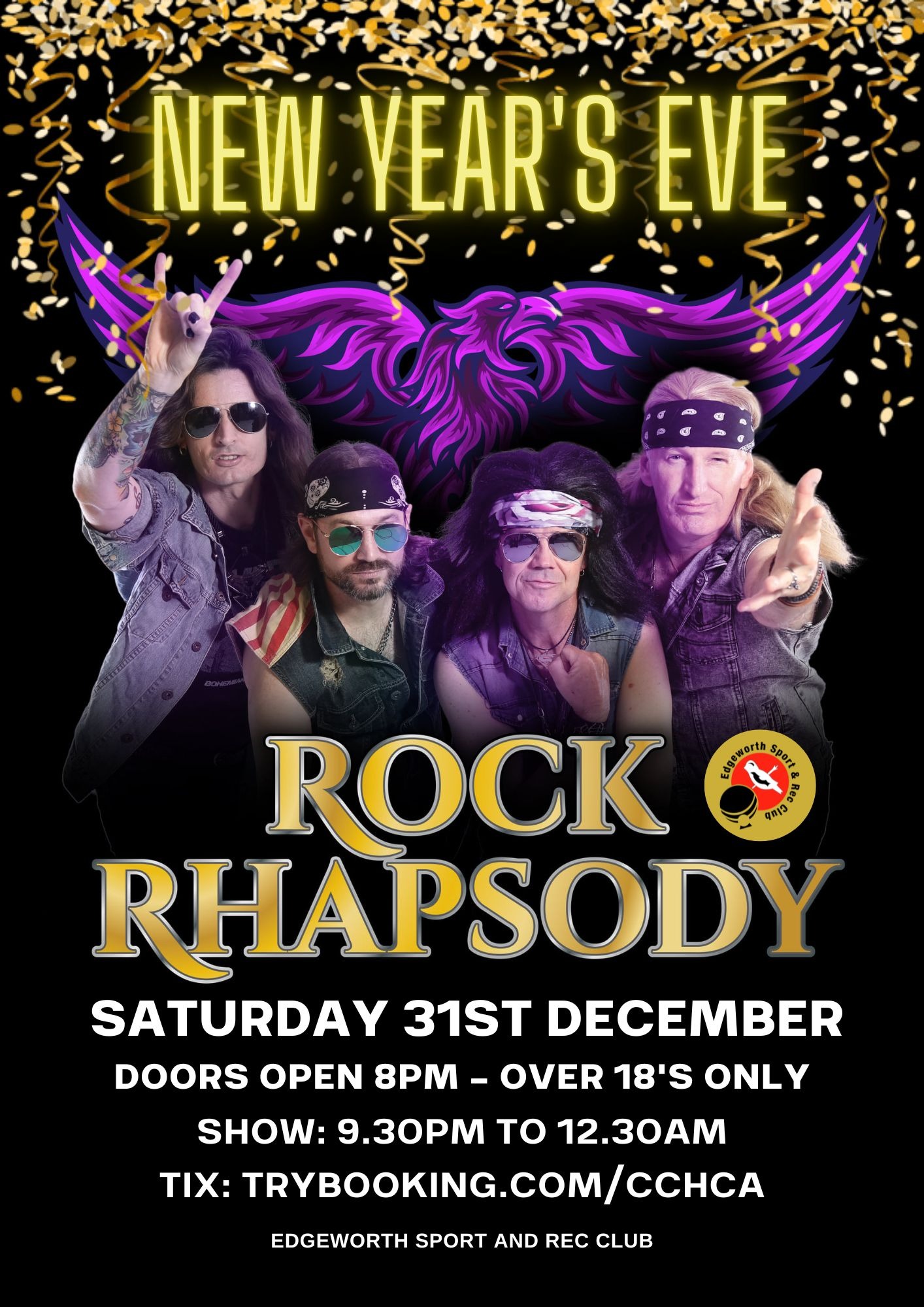 New Year's Eve Party Rock Rhapsody Tickets, Edgeworth Sport & Rec