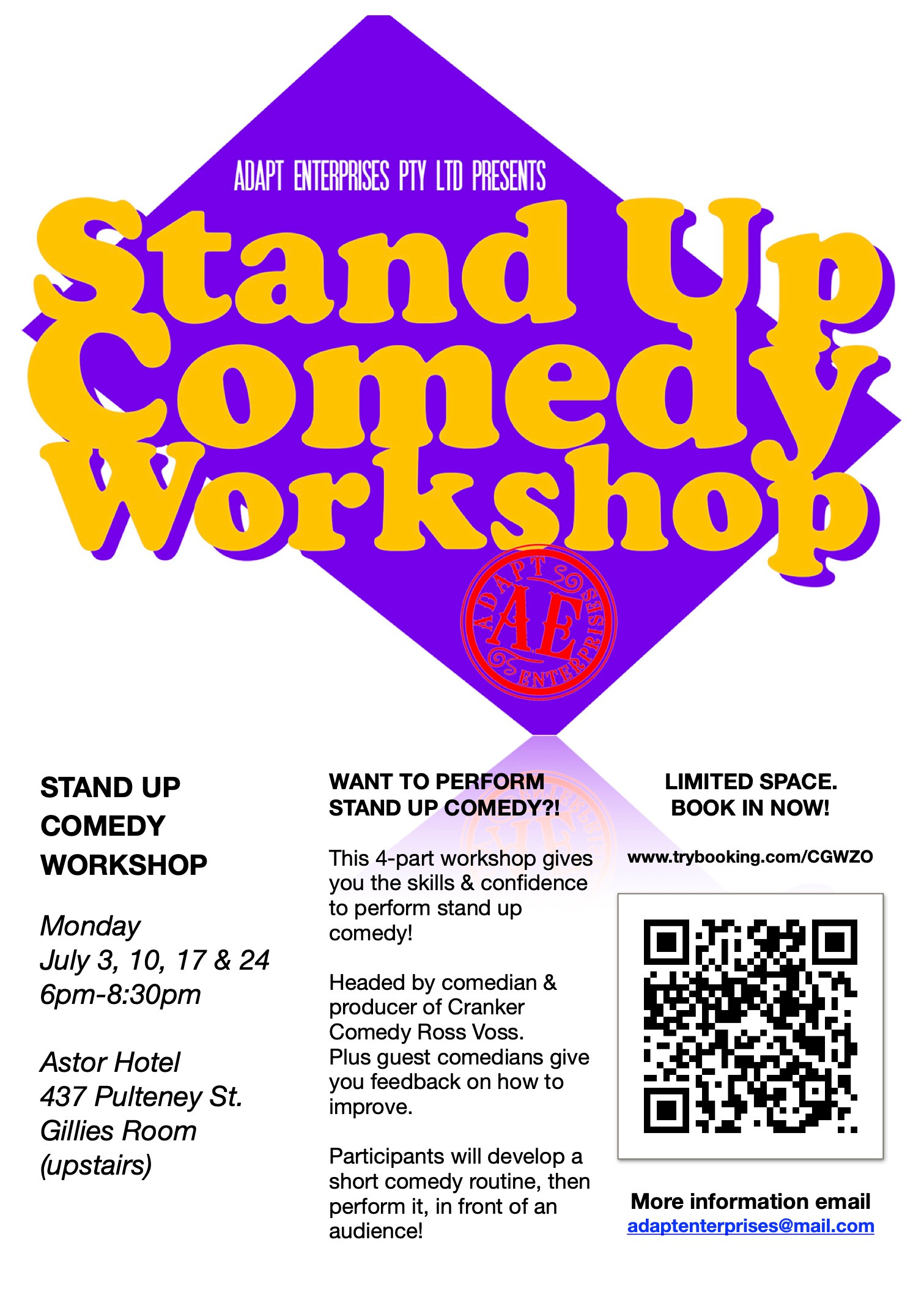 Stand Up Comedy Tickets, Astor Hotel, Adelaide TryBooking Australia