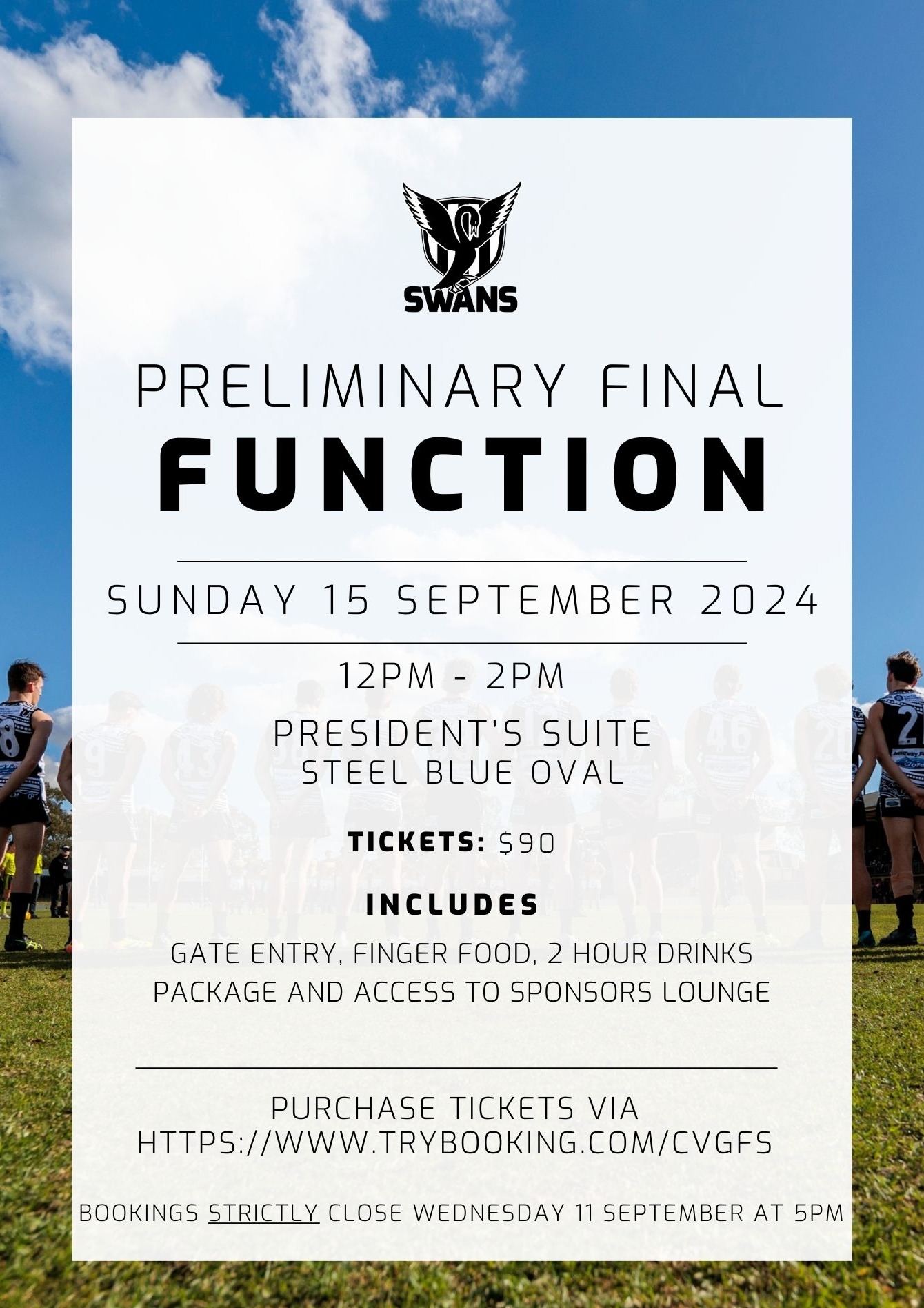 Preliminary Final Cocktail Function Tickets, Steel Blue Oval