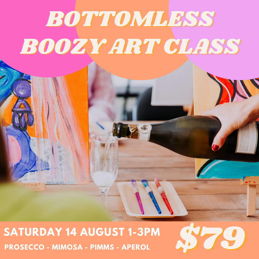 Bottomless Boozy Art Class Tickets, Brush & Bubbles, Geelong