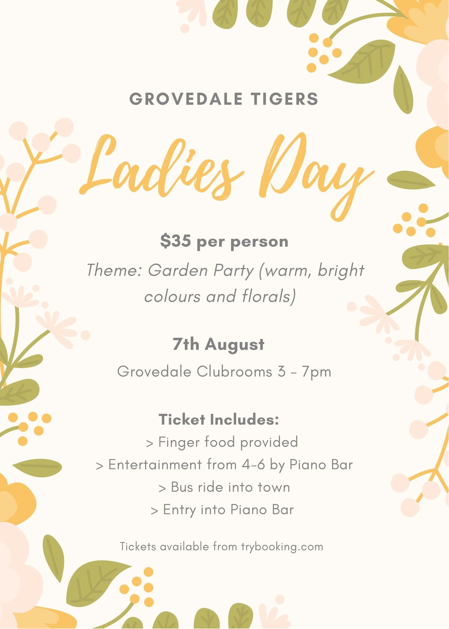 Ladies Day Tickets, Grovedale Clubrooms, Geelong TryBooking Australia