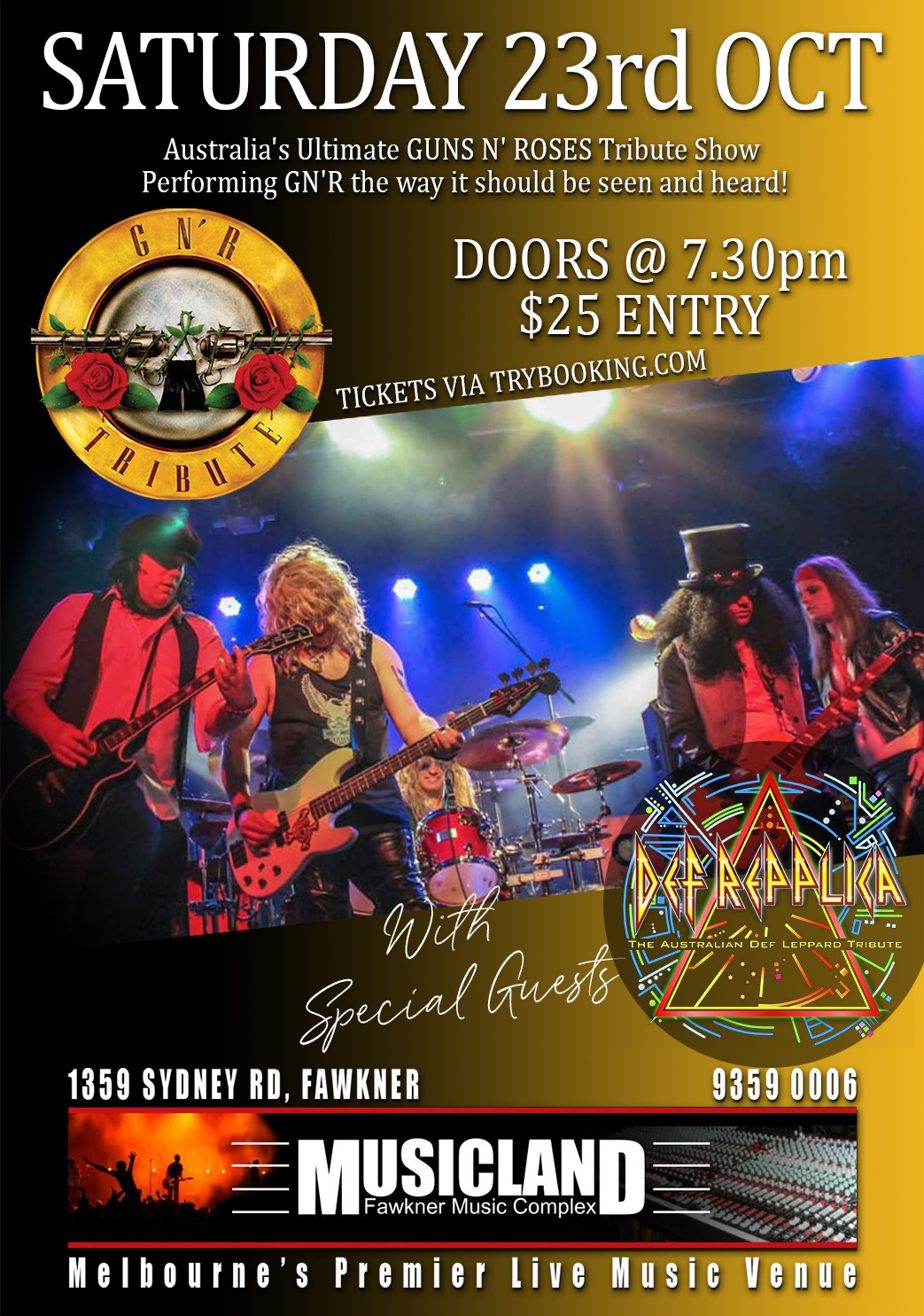 Guns N Roses Tickets, Musicland Fawkner Complex, Fawkner | TryBooking ...