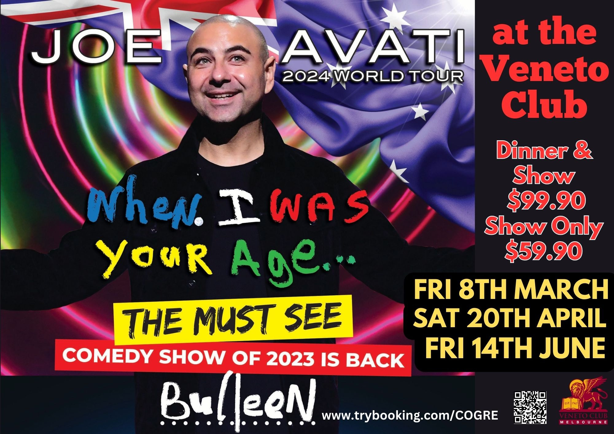 Joe Avati 2024 Tickets, Club, Bulleen TryBooking Australia