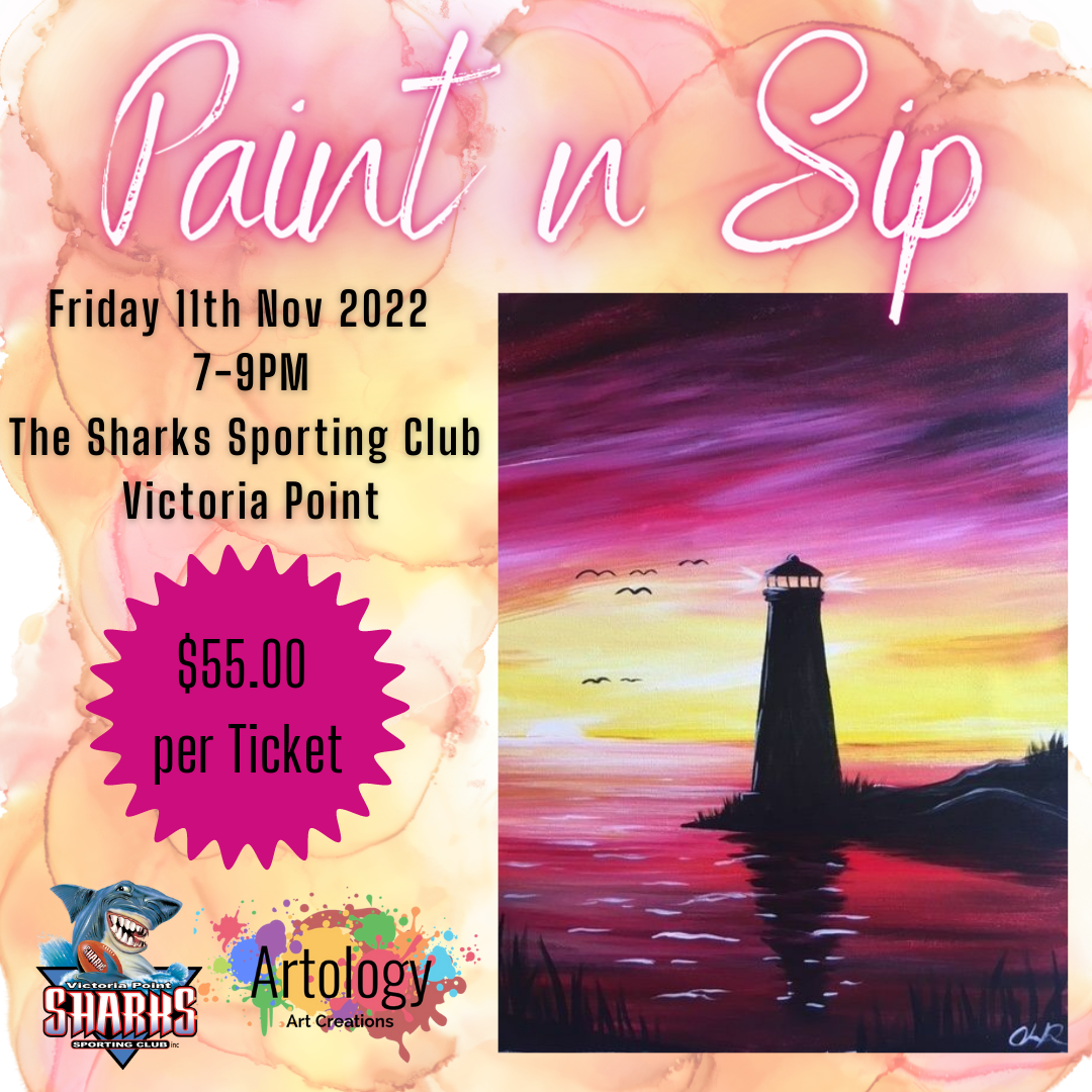 2 hr Paint & Sip "Lighthouse” Tickets, Victoria Point Sharks Sporting