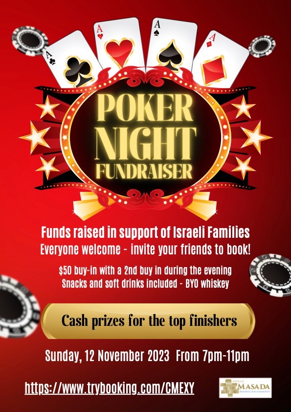 Poker Night Fundraiser Tickets, Kehillat Masada, St Ives TryBooking