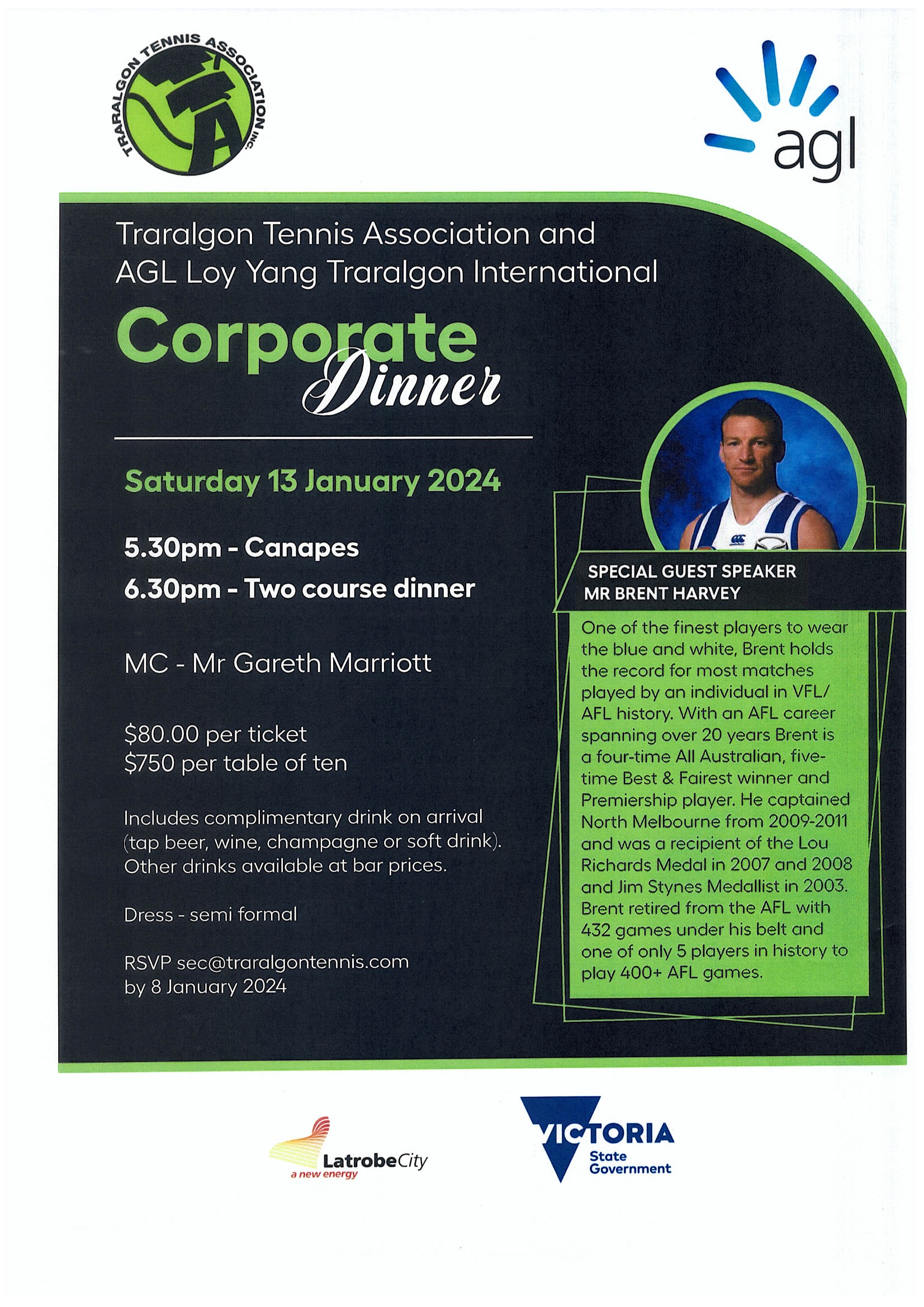 AGL Loy Yang Traralgon International Corporate Dinner Tickets