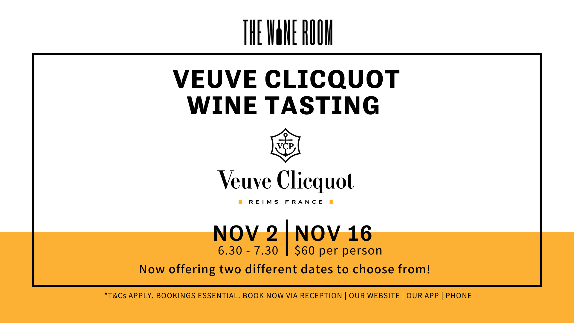 Veuve Clicquot Tasting Tickets, The Wine Room Bar & Restaurant