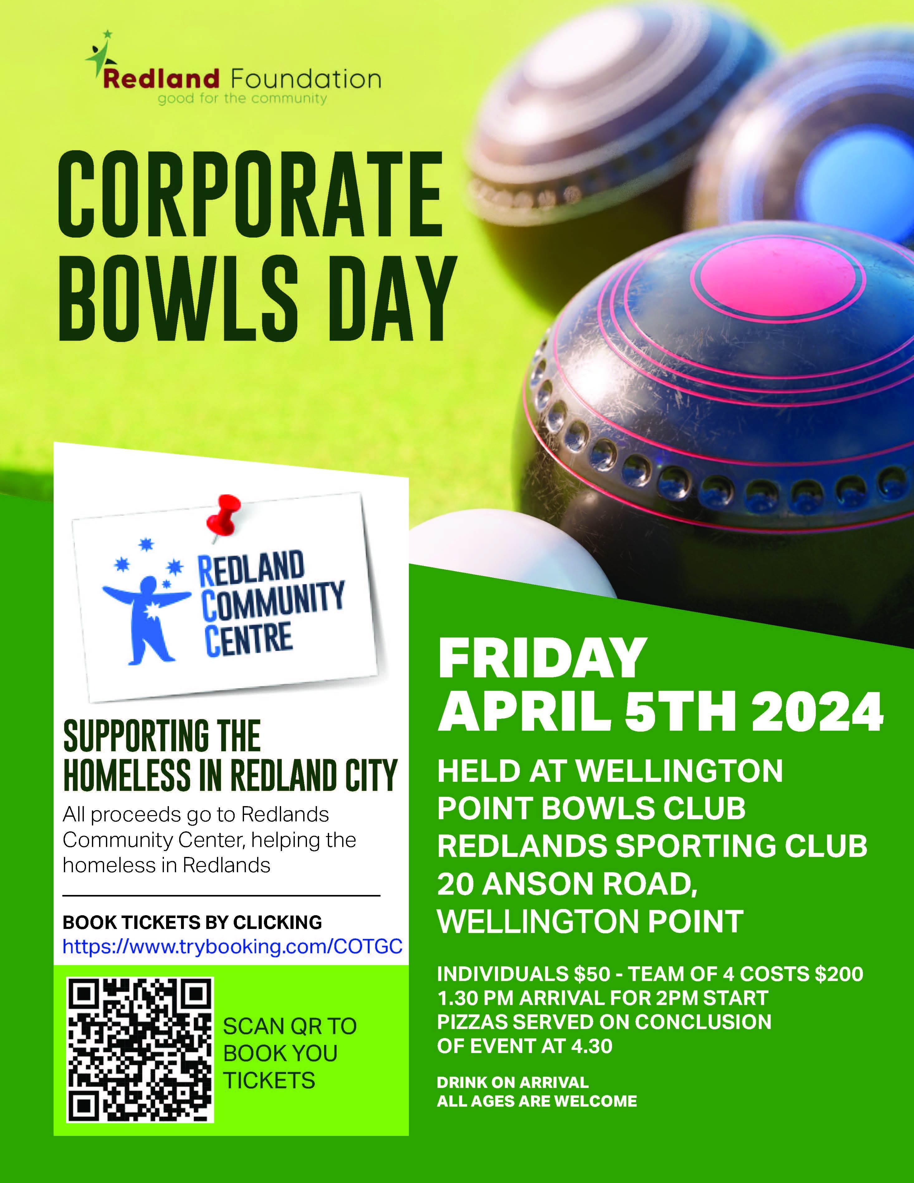 Redland Foundation Corporate Bowls Day Tickets, Redlands Sporting