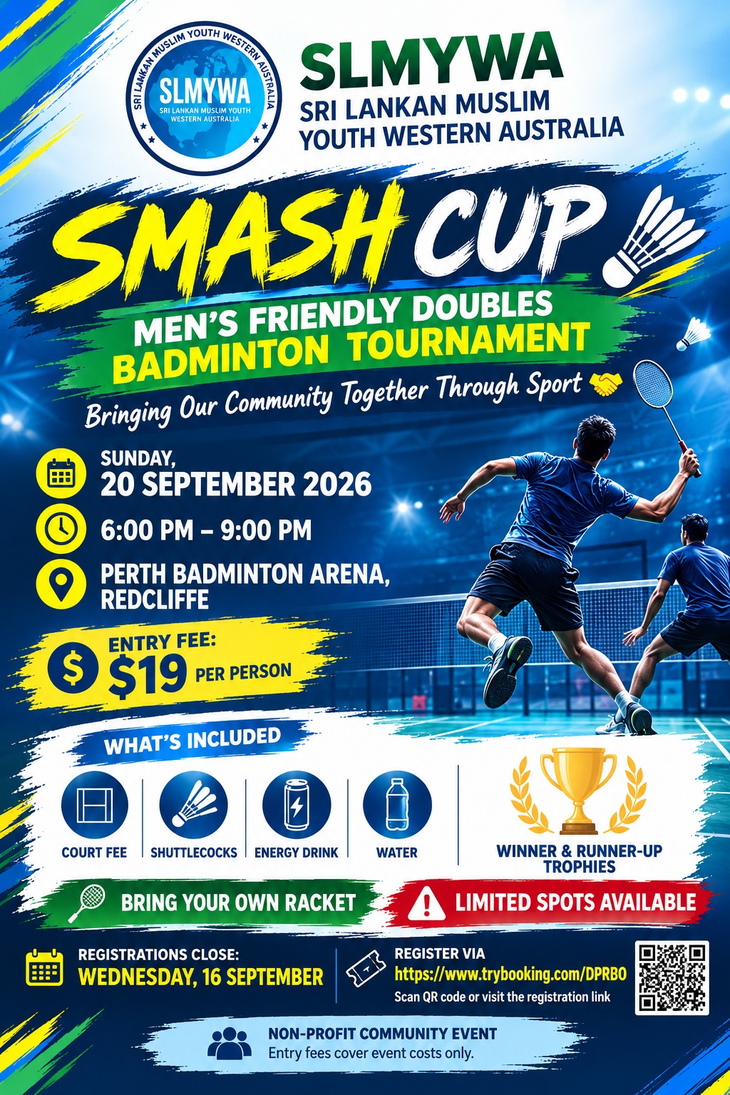Smash Cup 2026 badminton tournament poster