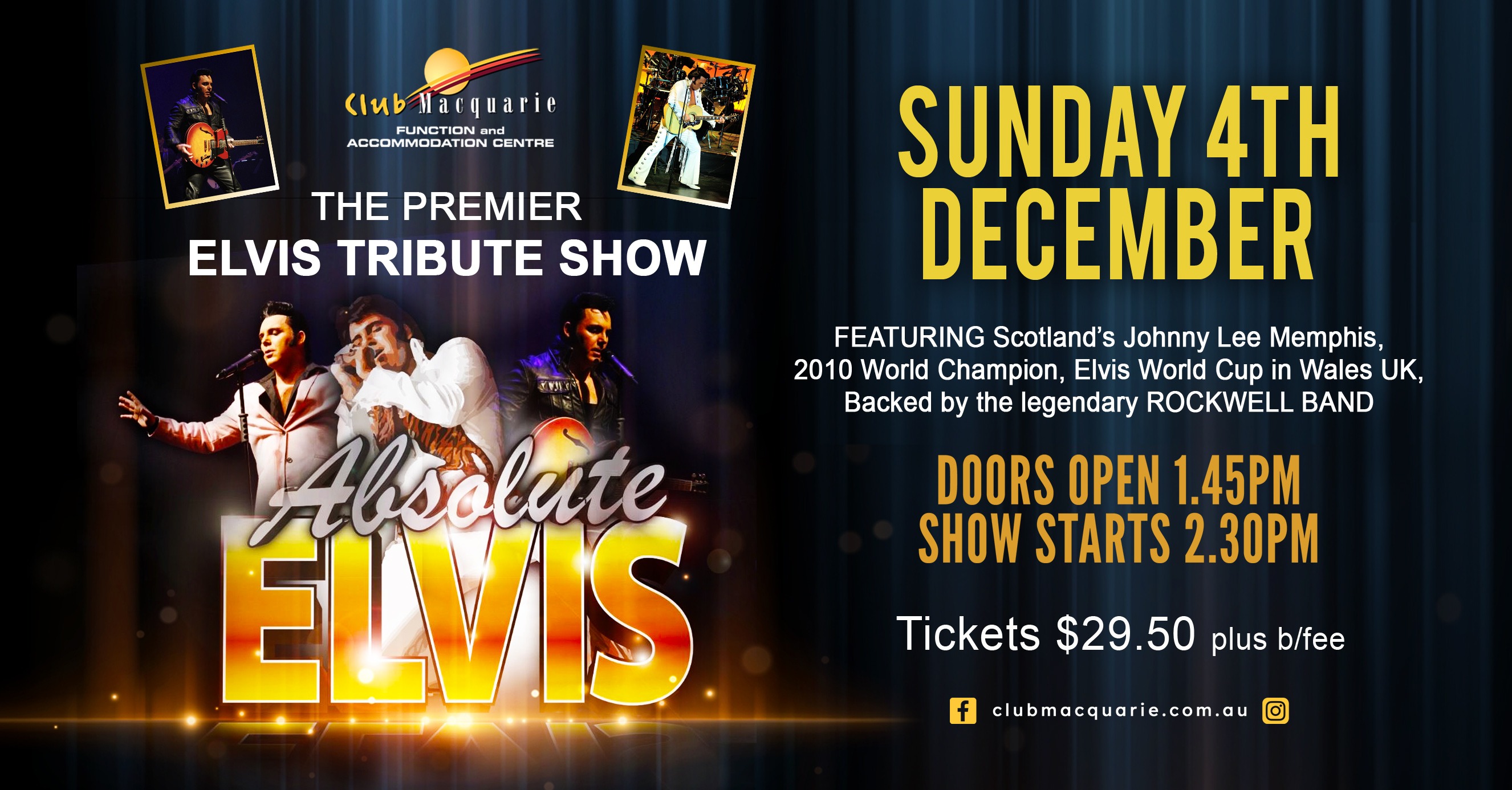 ABSOLUTE ELVIS The PREMIER Elvis Tribute Show Tickets, Club Macquarie, Argenton TryBooking