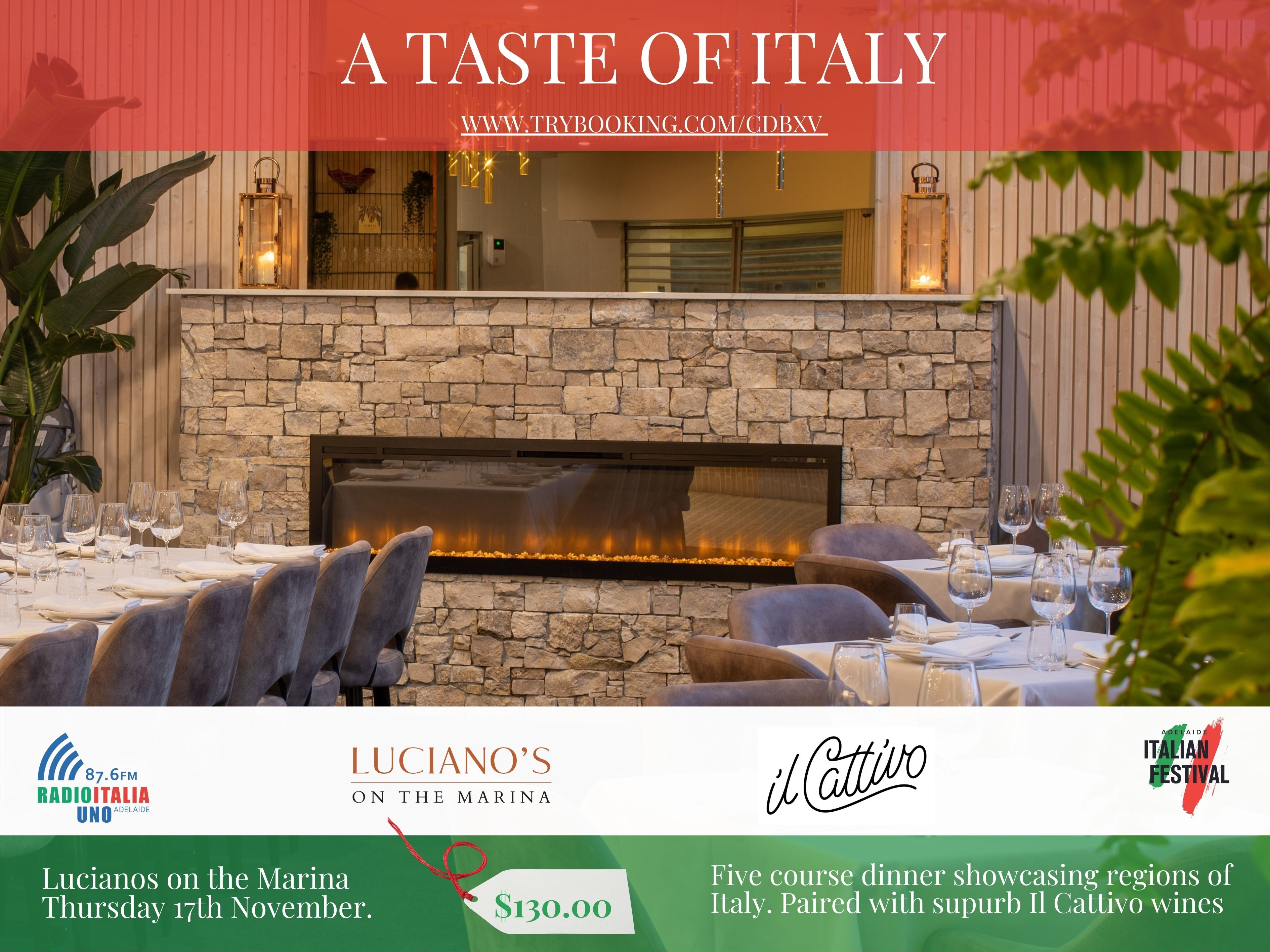 A TASTE OF ITALY Tickets, Lucianos on the Marina, Holdfast Shores