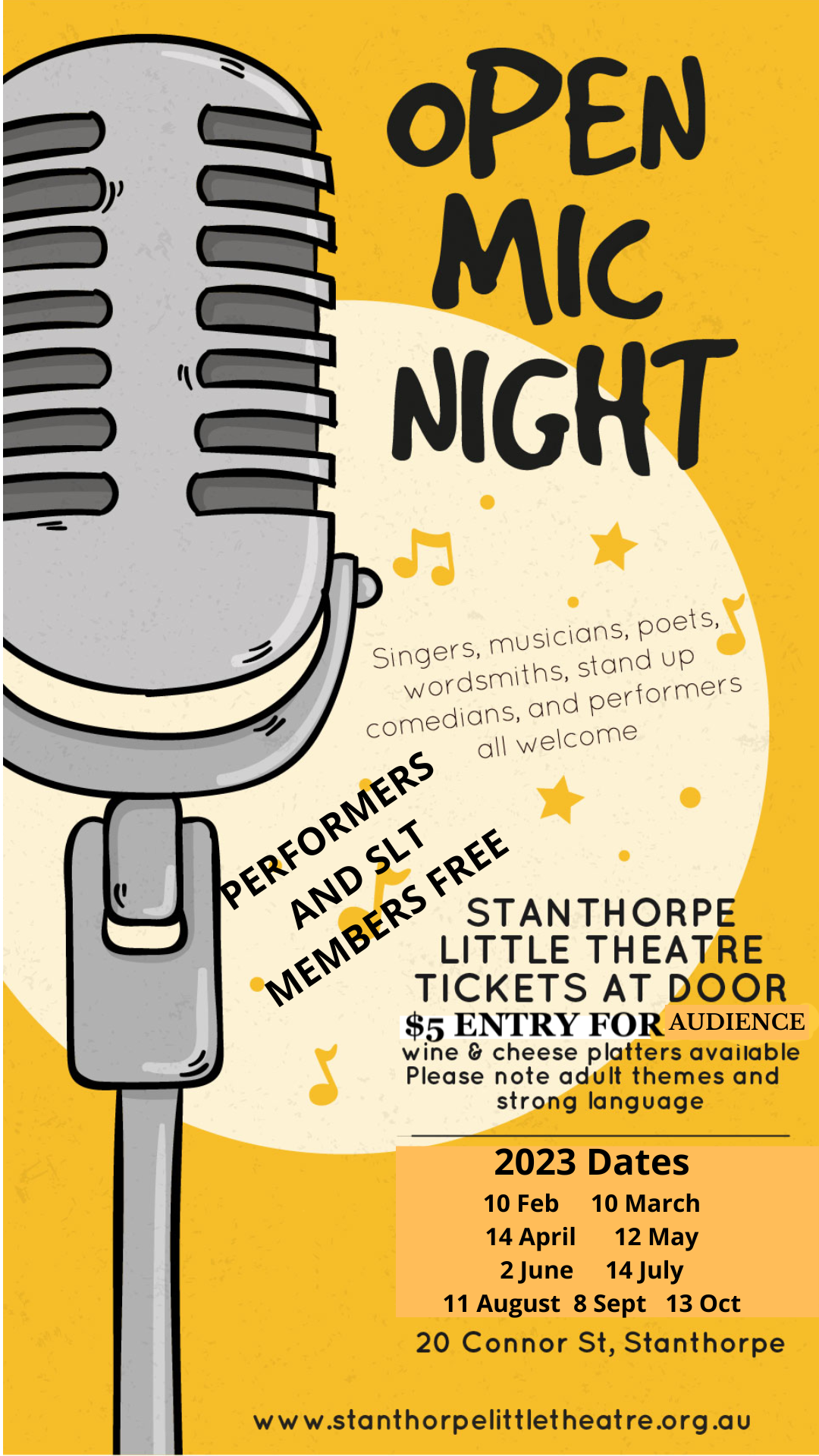 Open Mic Nights 2023 Tickets, Stanthorpe Little Theatre, Stanthorpe TryBooking Australia