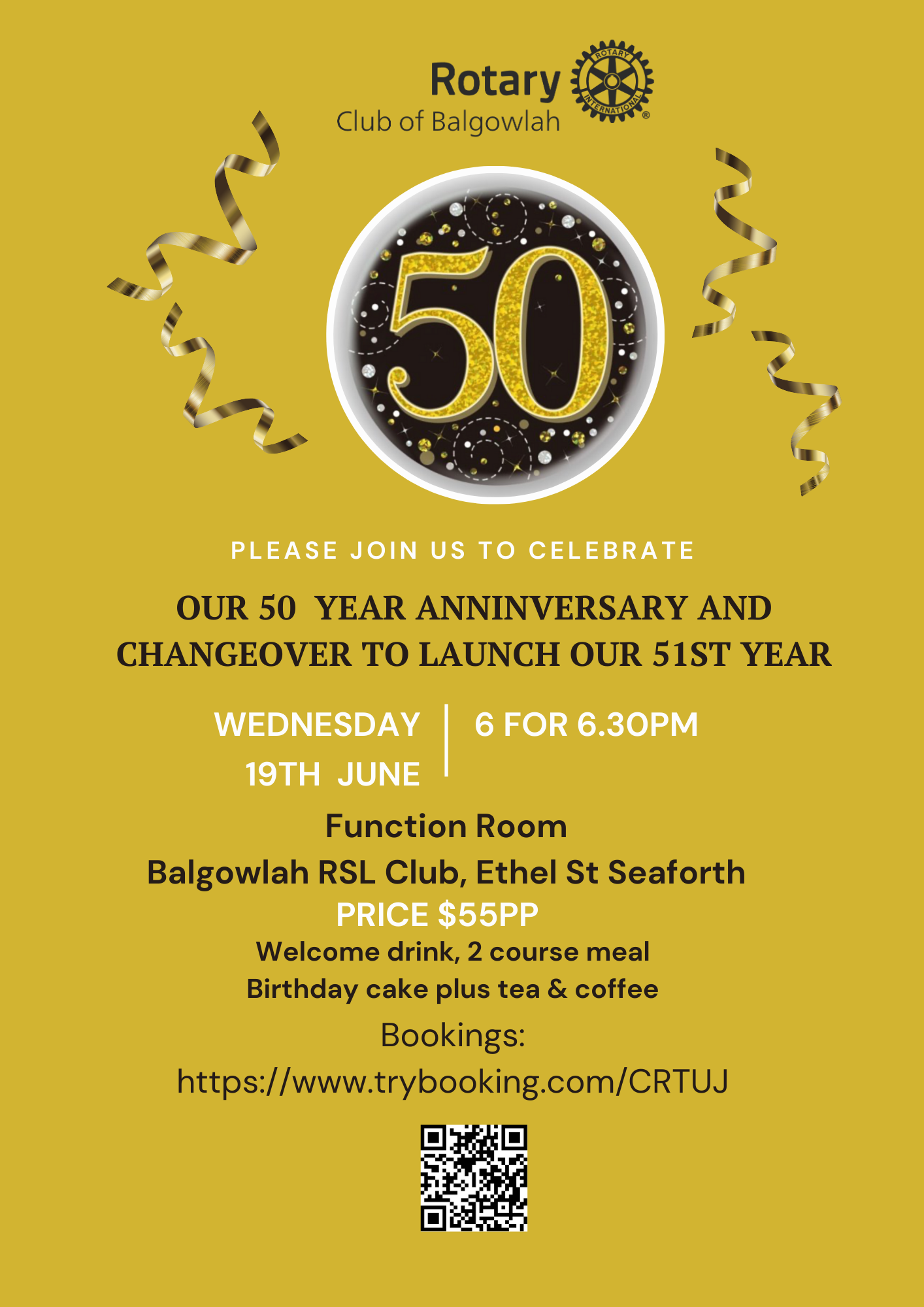Balgowlah Rotary Club 50 year Anniversary Tickets, Balgowlah RSL Club
