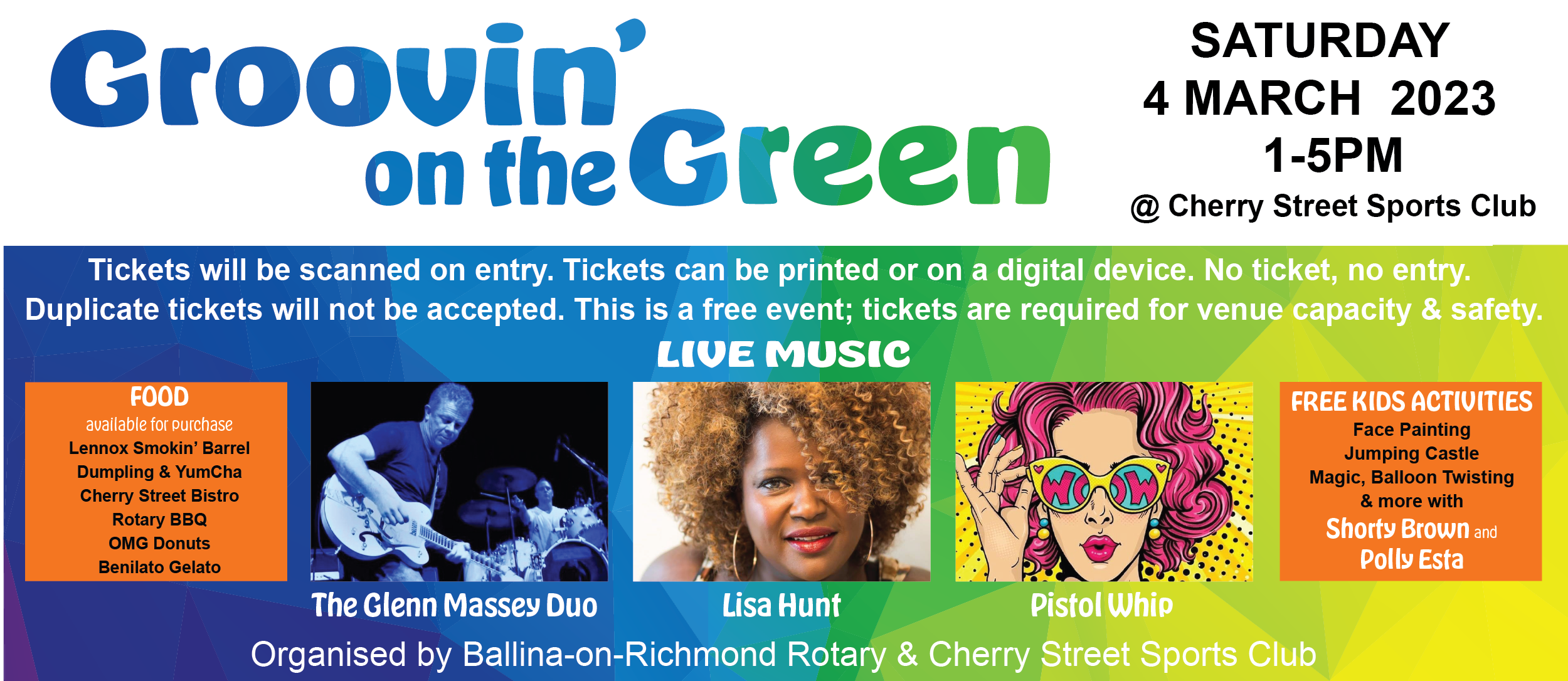 Groovin' on the Green Tickets, Cherry Street Sports Club, Ballina