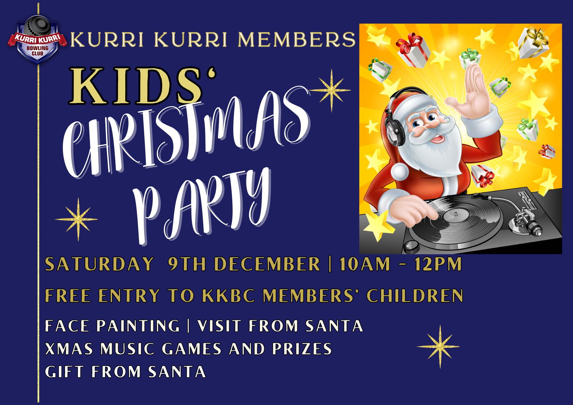 KKBC Members' Kid's Xmas Party Tickets, Kurri Kurri Bowling Club, Kurri