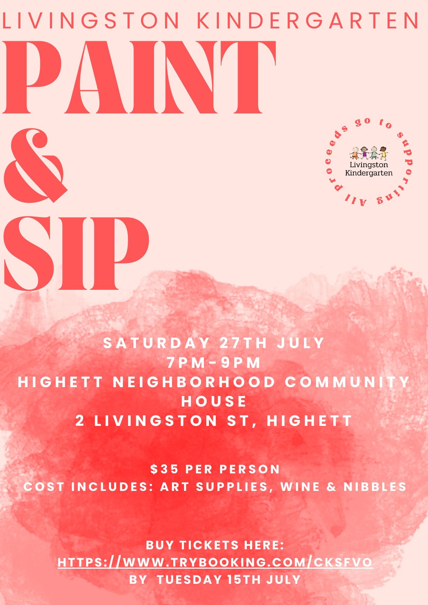 Livingston Kindergarten Paint & Sip Tickets, Highett Neighbourhood
