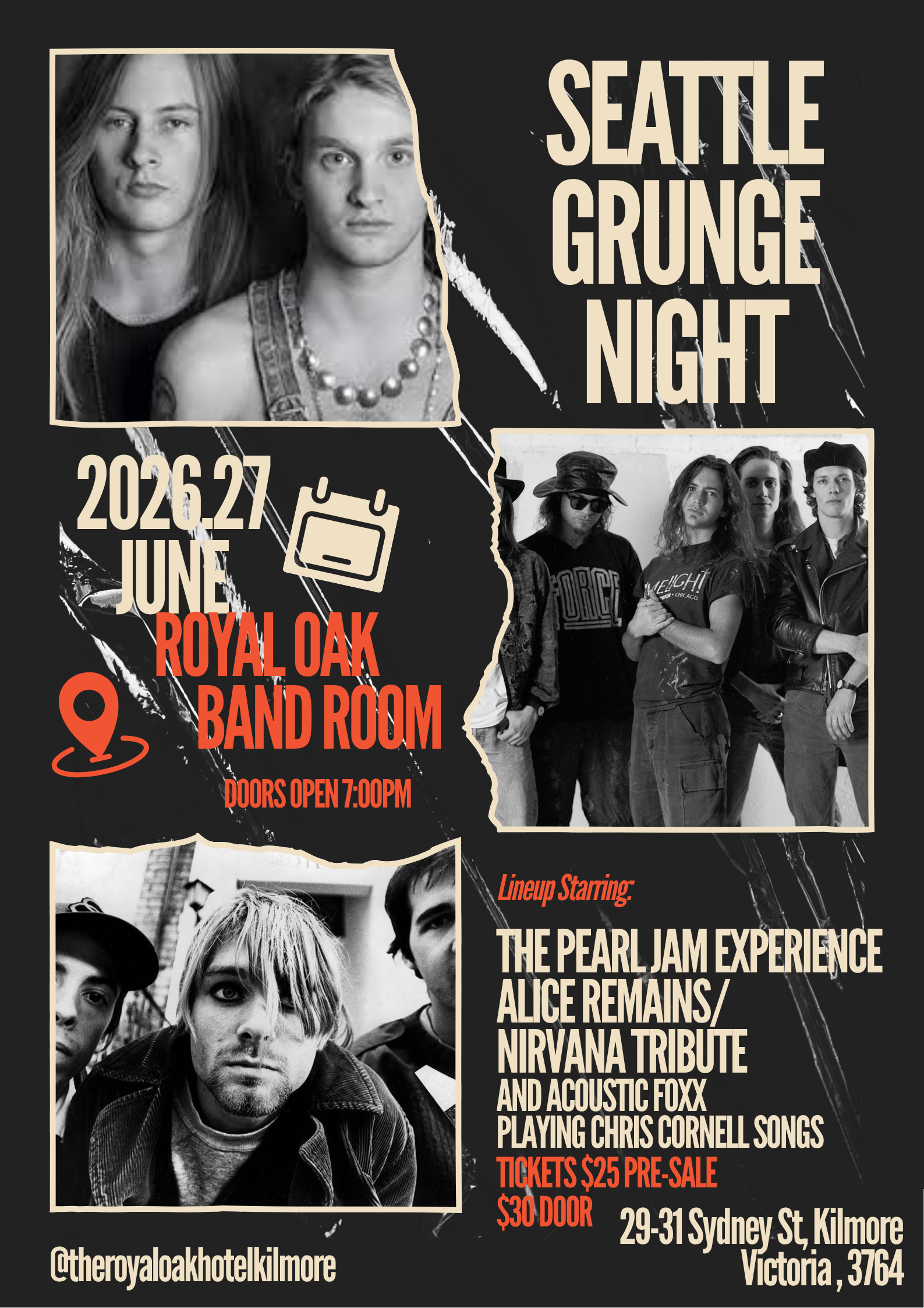 Seattle Grunge Night Tickets, The Royal Oak Hotel, Kilmore