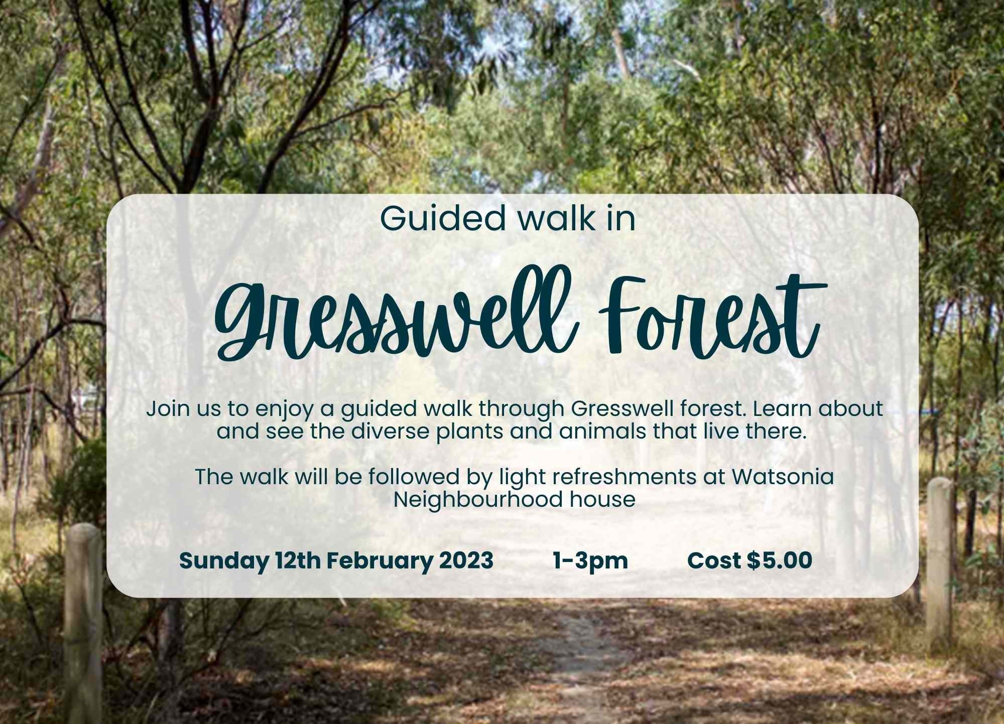 Guided walk in Greswell Forest Tickets, Watsonia Neighbourhood House, Watsonia | TryBooking Australia Guided walk in Greswell Forest Tickets, Watsonia Neighbourhood House, Watsonia | TryBooking Australia