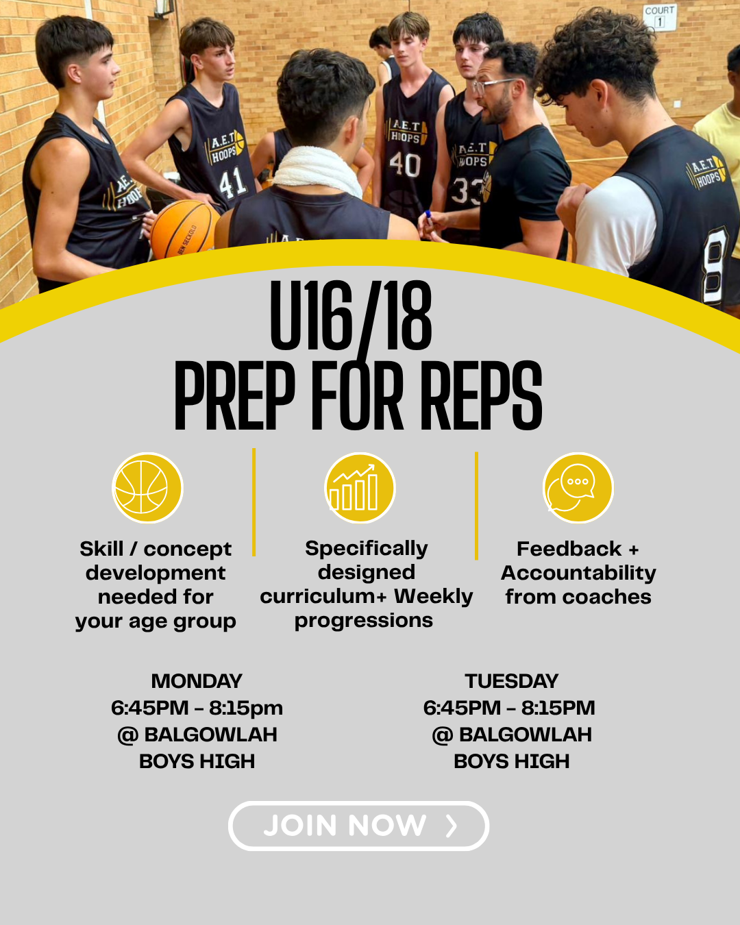 AET PREP FOR REPS - U16/18 - Tuesday