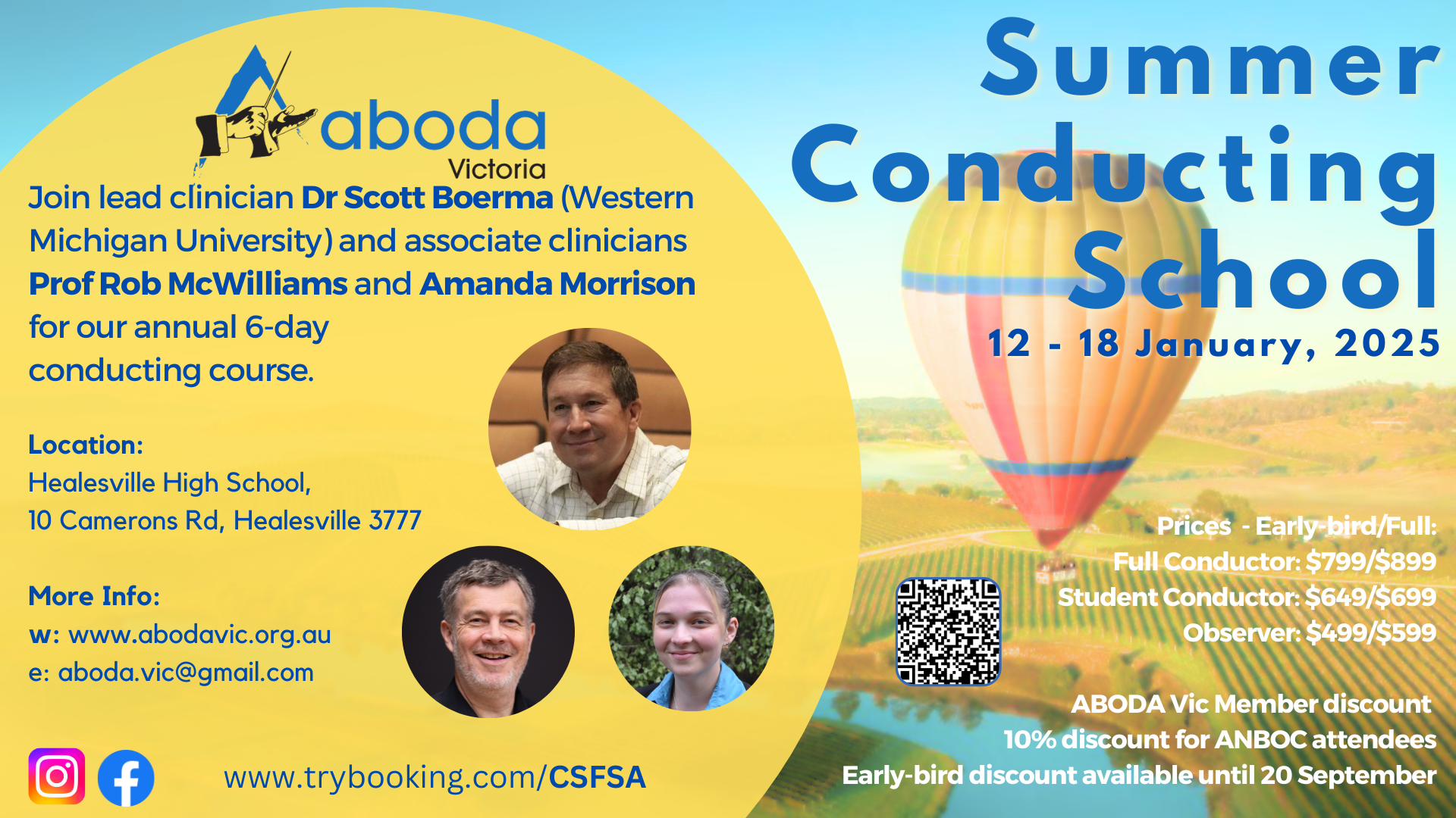 2025 Summer Conducting School ABODA Victoria Tickets, Healesville