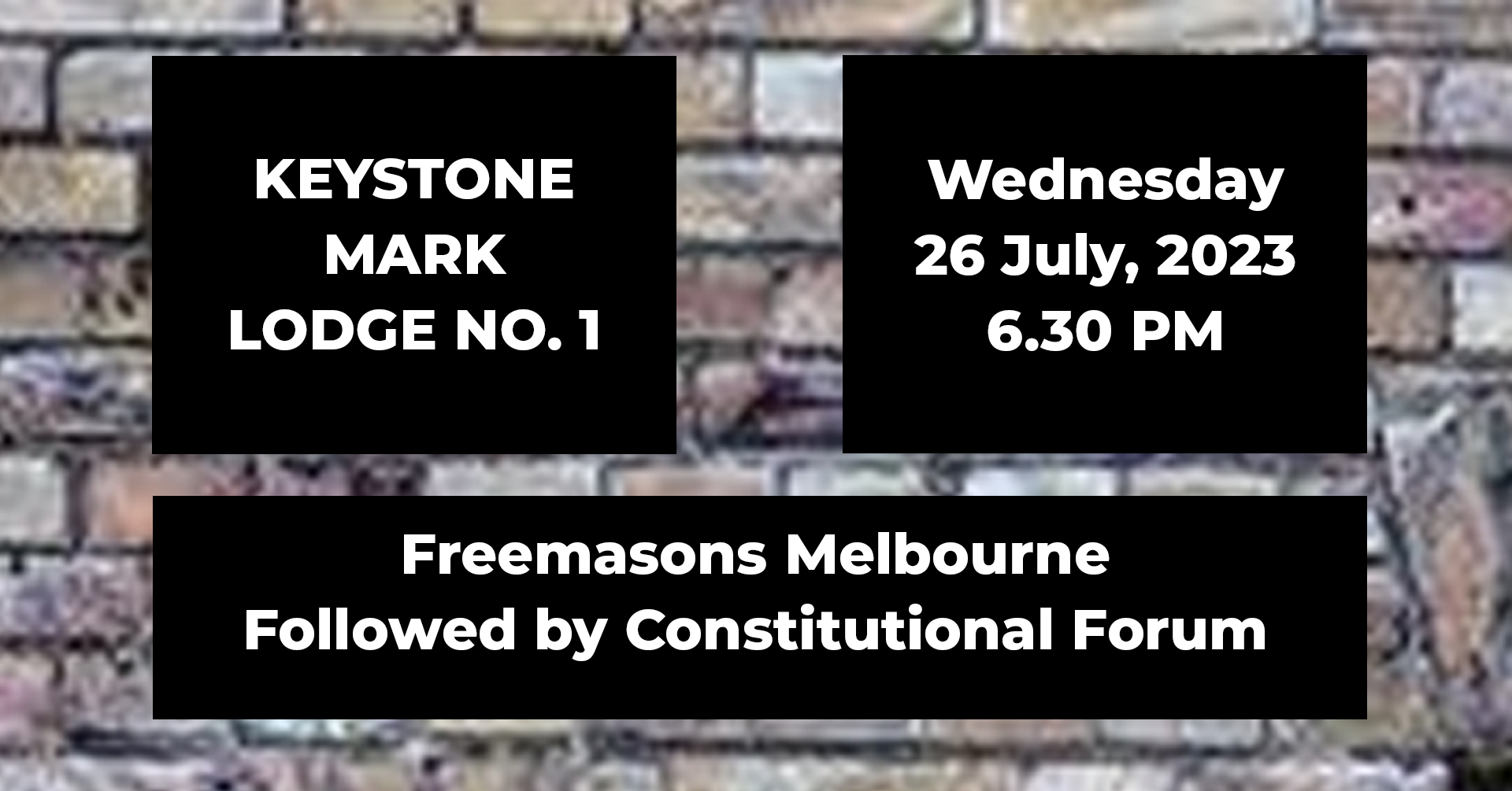 Keystone Mark Lodge Meetings 2023 Tickets, Freemasons Melbourne, East