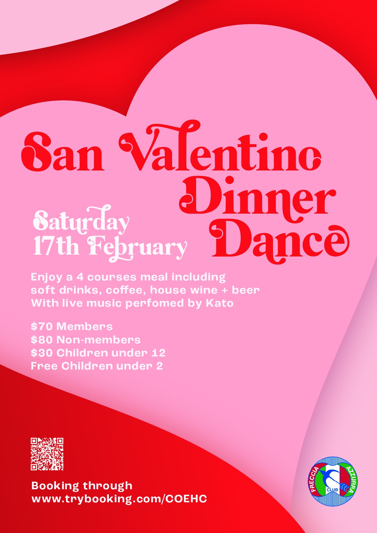 Valentines Dinner Dance Tickets, Freccia Azzurra Club, Braeside
