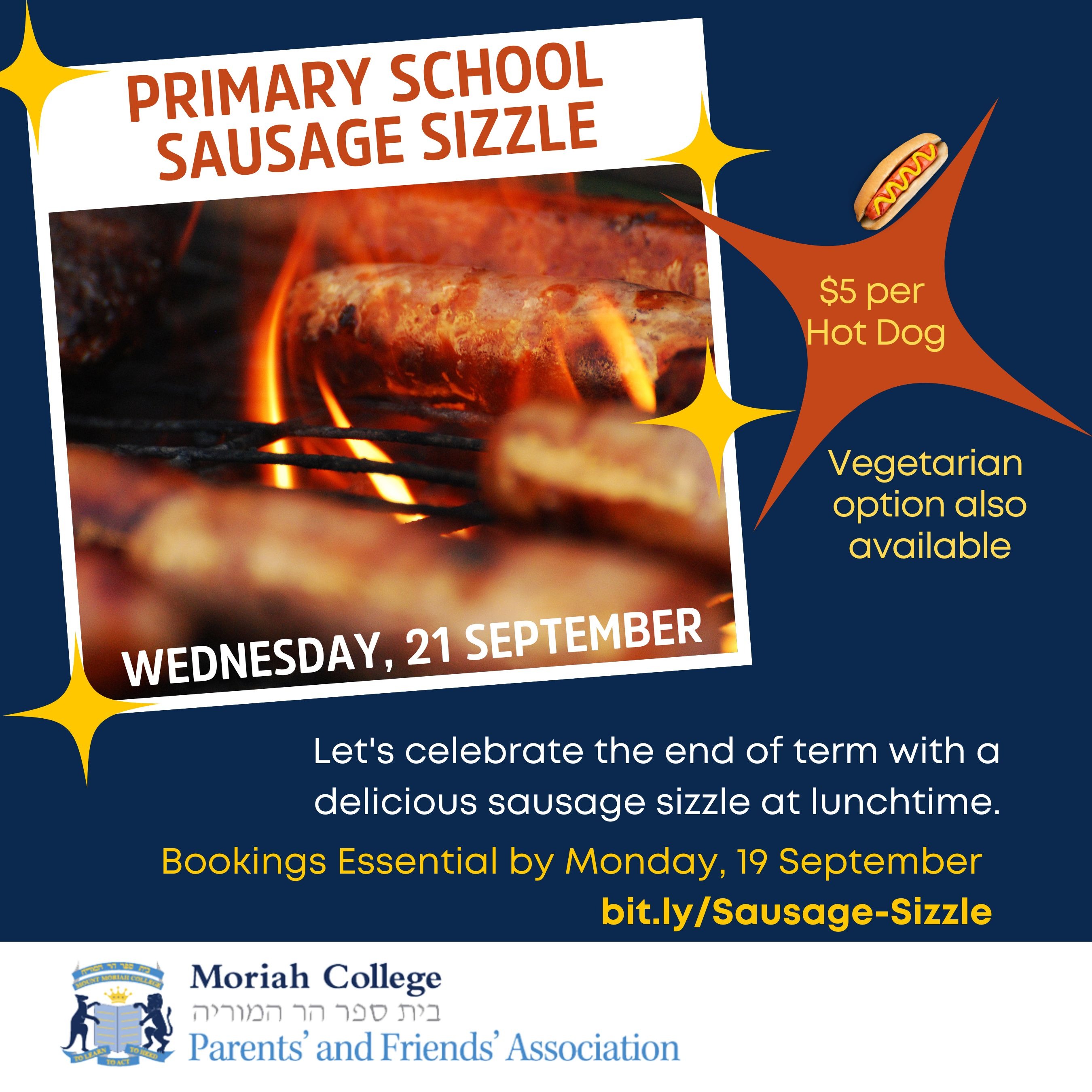 K6 End of Term sausage sizzle Tickets, Moriah College Primary School