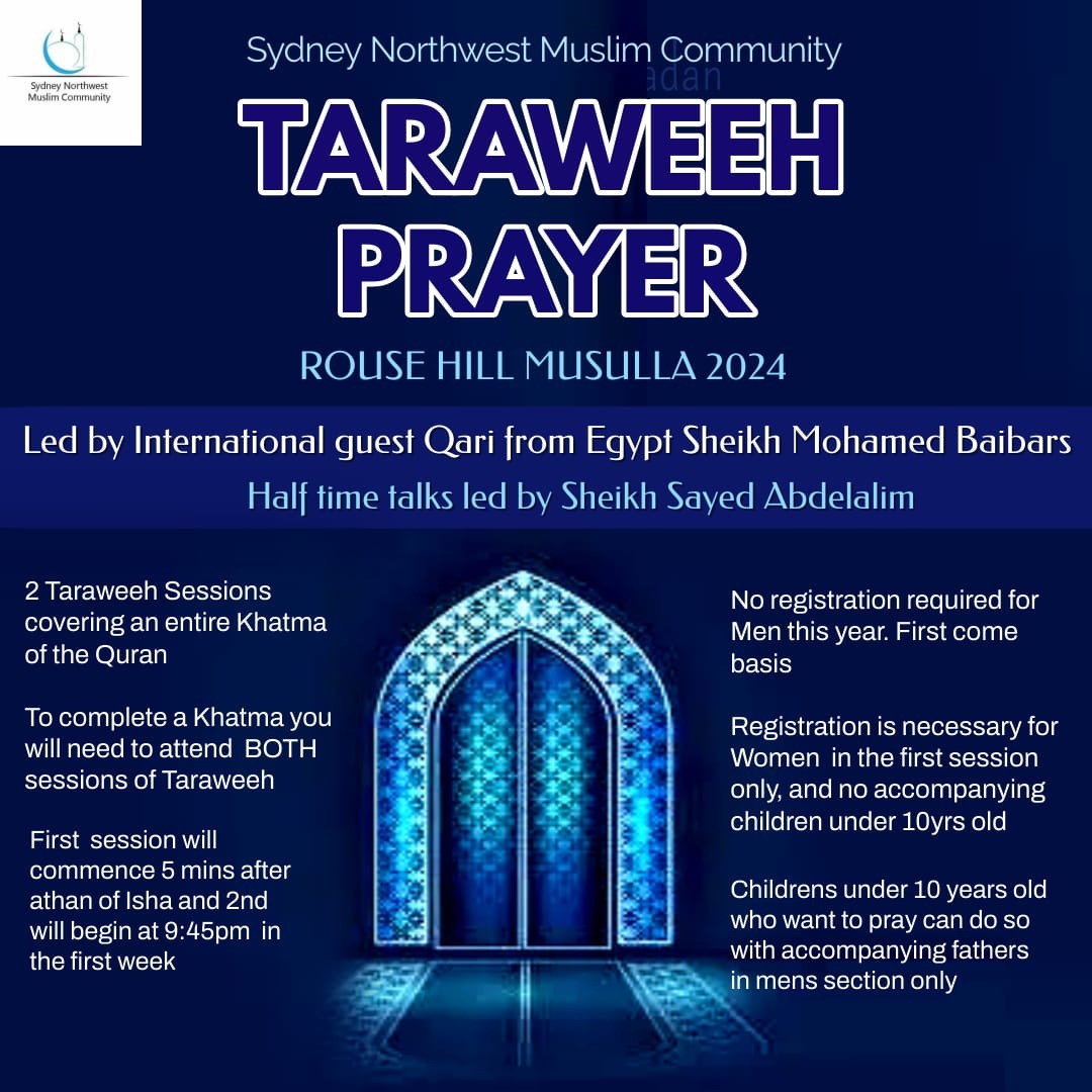 Taraweeh - Registration Rousehill (Women Only)