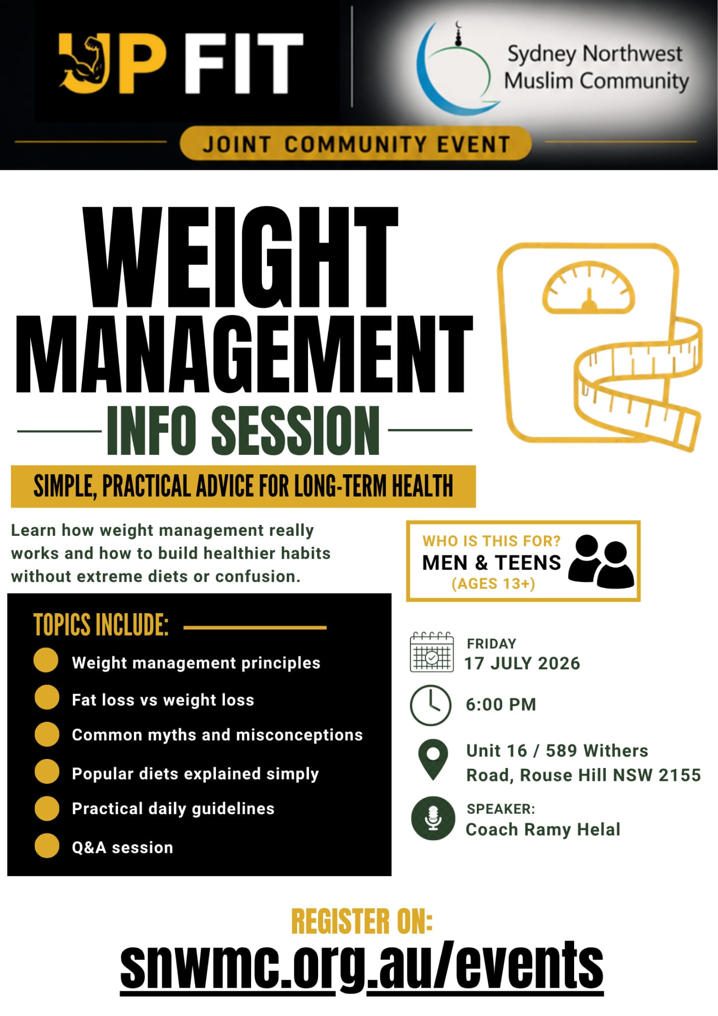 Weight Management Info Session for Men