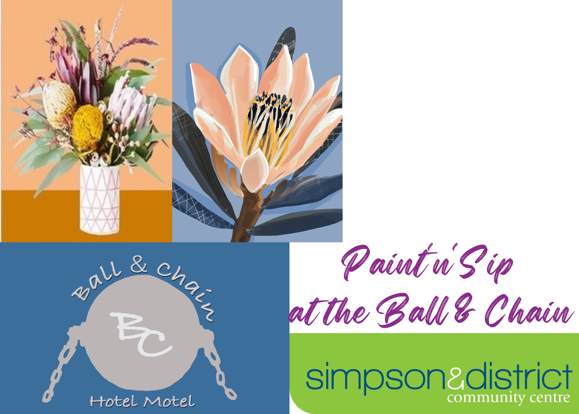 Paint'n'Sip 4 Tickets, Ball and Chain Hotel, Simpson TryBooking Australia