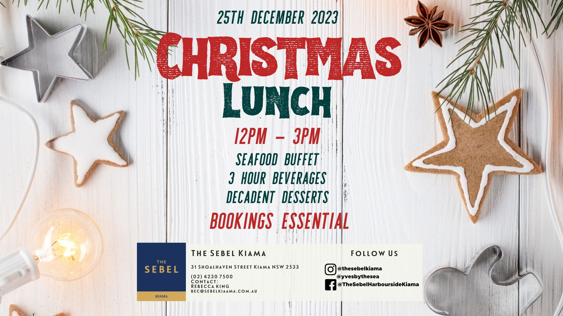 Christmas Lunch 2023 at The Sebel Kiama Tickets, Yves, Kiama