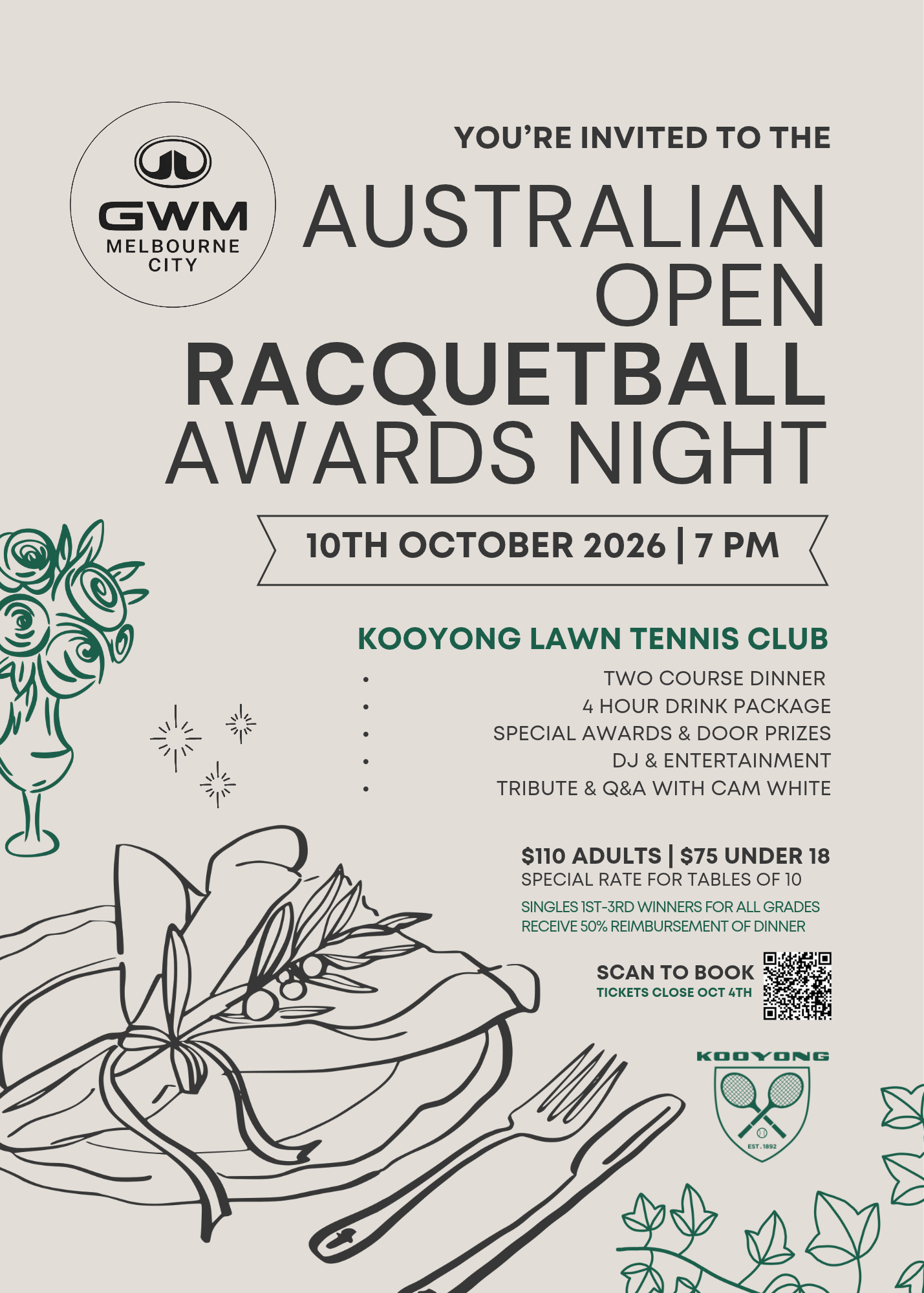 Australian Open Racquetball Dinner