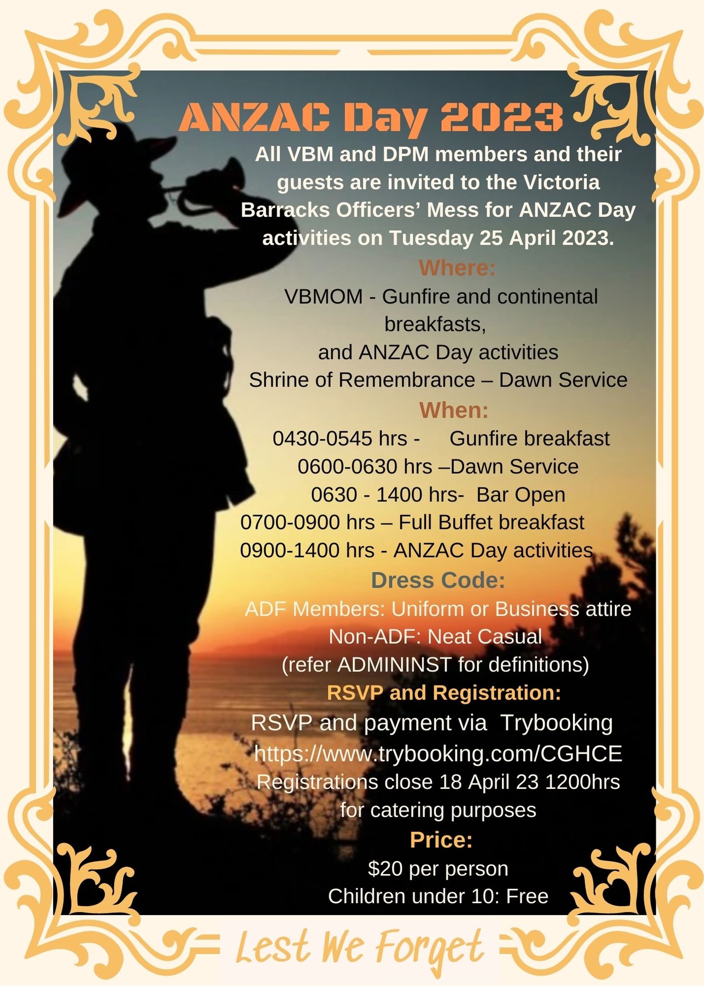 ANZAC Day 2023 VBM Tickets, Victoria Barracks Melborune, Southbank