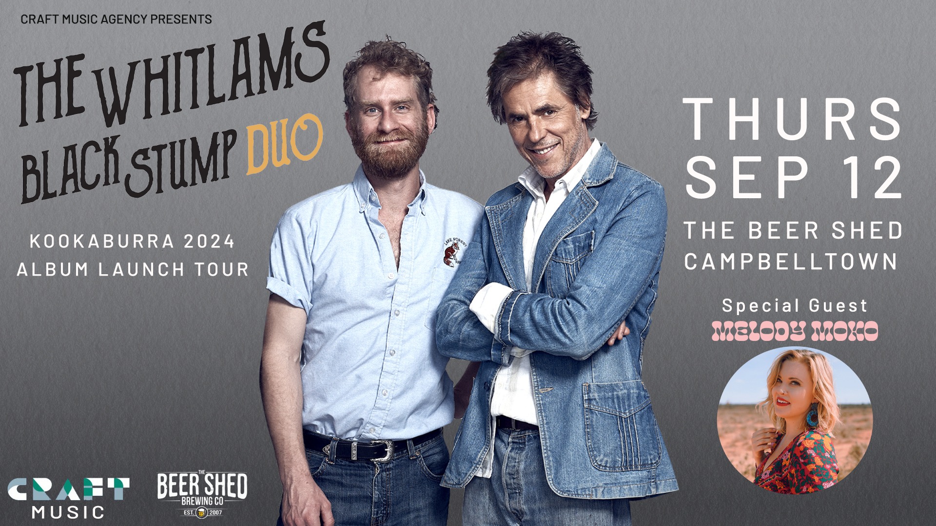 The Whitlams Black Stump Duo Live at The Beer Shed Tickets, The Beer