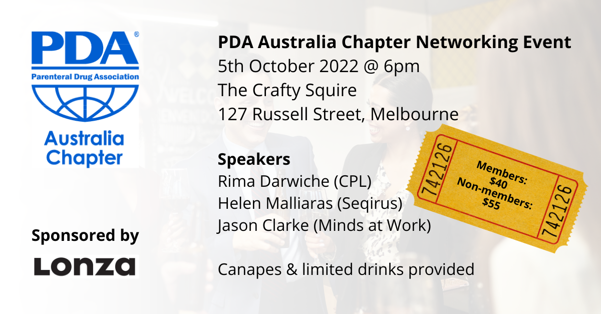PDA Australian Chapter End of Year 2022 Dinner Event Tickets