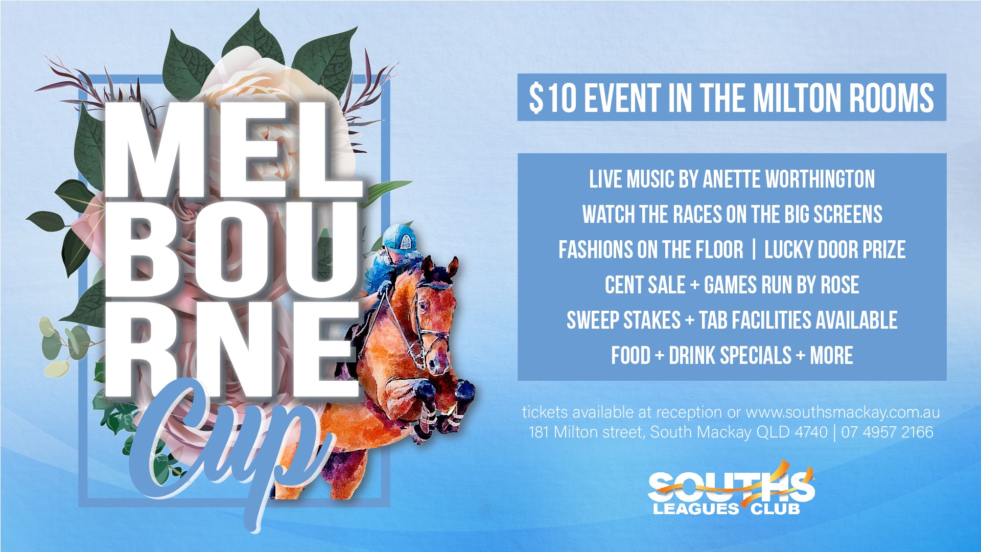 Melbourne Cup 2022 Tickets, Souths Leagues Club, South Mackay