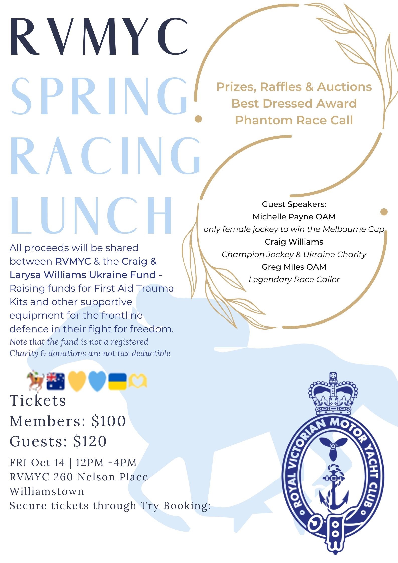 RVMYC Spring Racing Lunch Tickets, Royal Victorian Motor Yacht Club