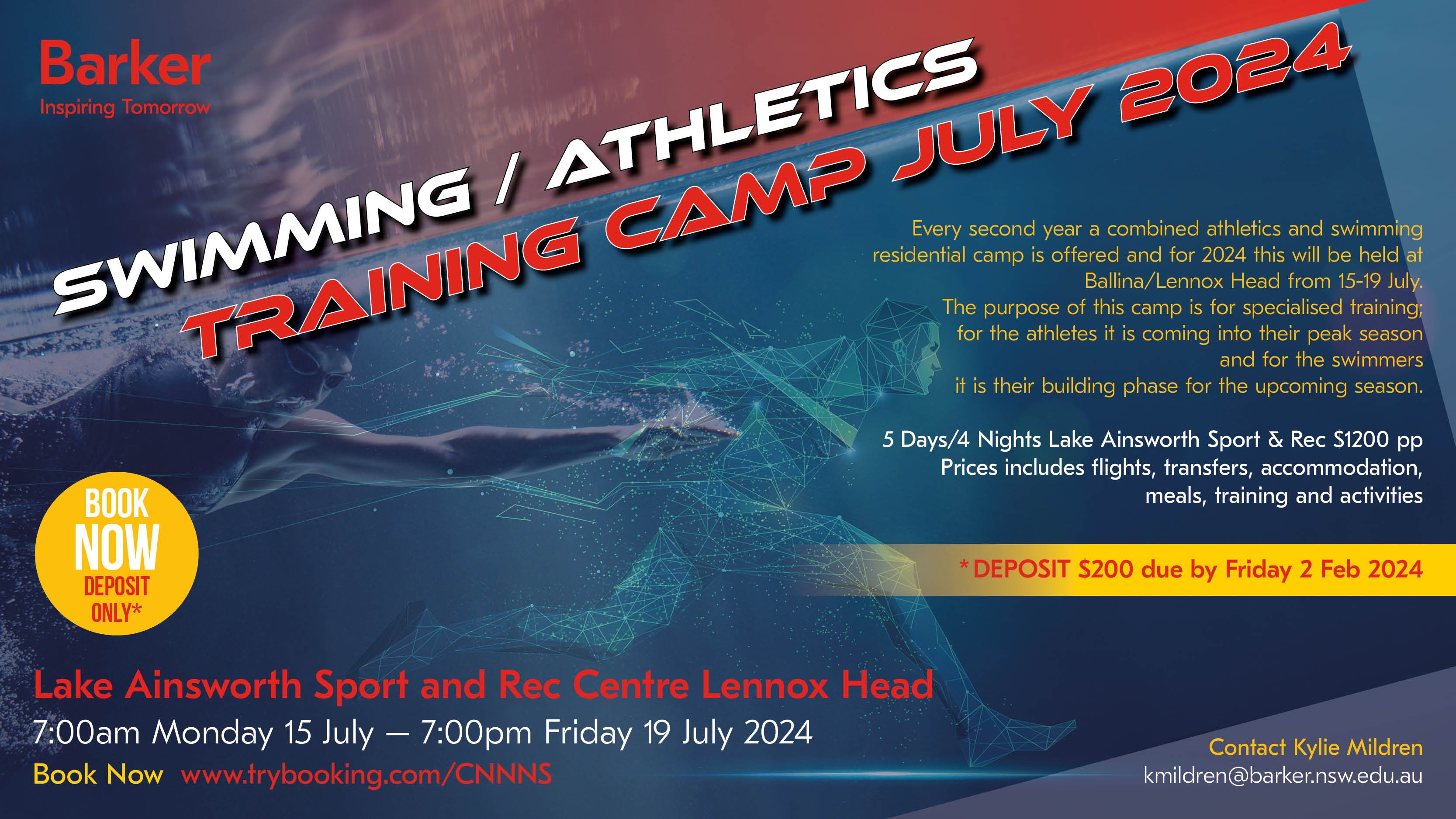 Swimming/Athletics Training Camp July 2024 **DEPOSIT ONLY** Tickets
