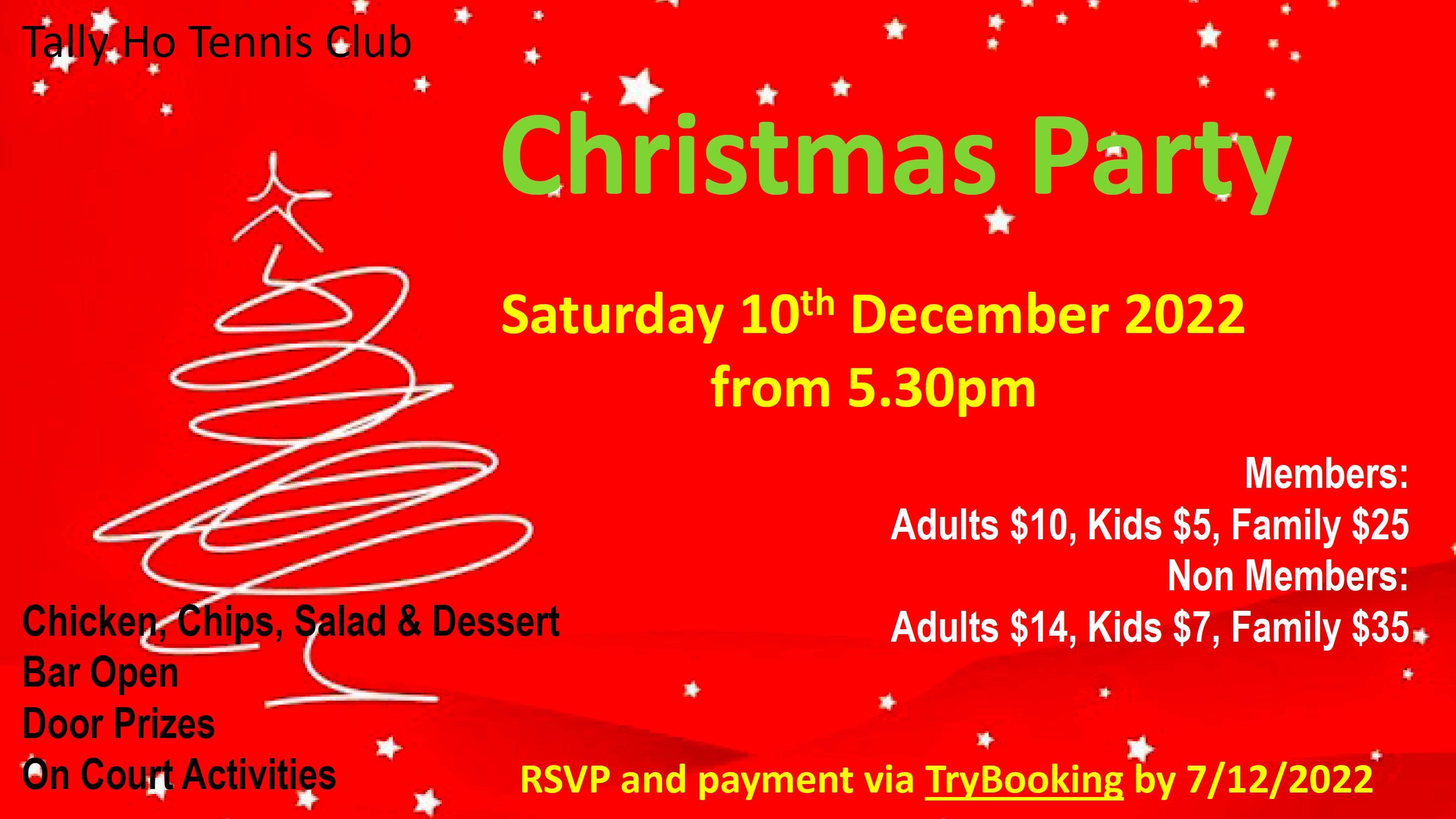 TALLY HO TENNIS CLUB CHRISTMAS PARTY Tickets, TALLY HO TENNIS CLUB 