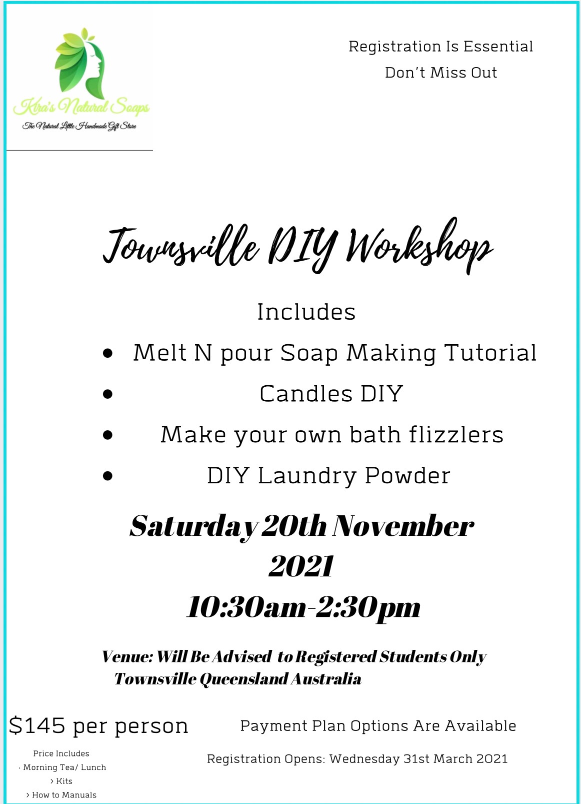 Kiras Natural Soaps Presents Townsville Diy Workshop Tickets Venue Location Will Be Provided To Registered Students Only Townsville Trybooking Australia