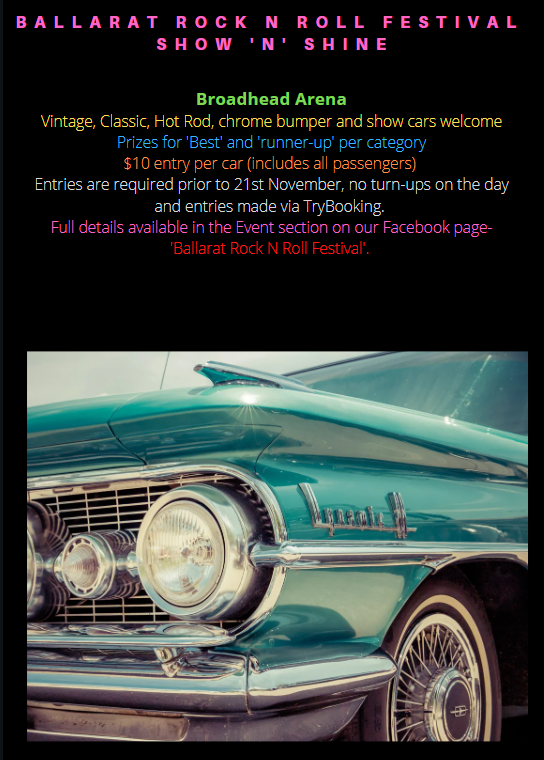 Ballarat Rock n Roll Festival Car show n shine Tickets, Ballarat